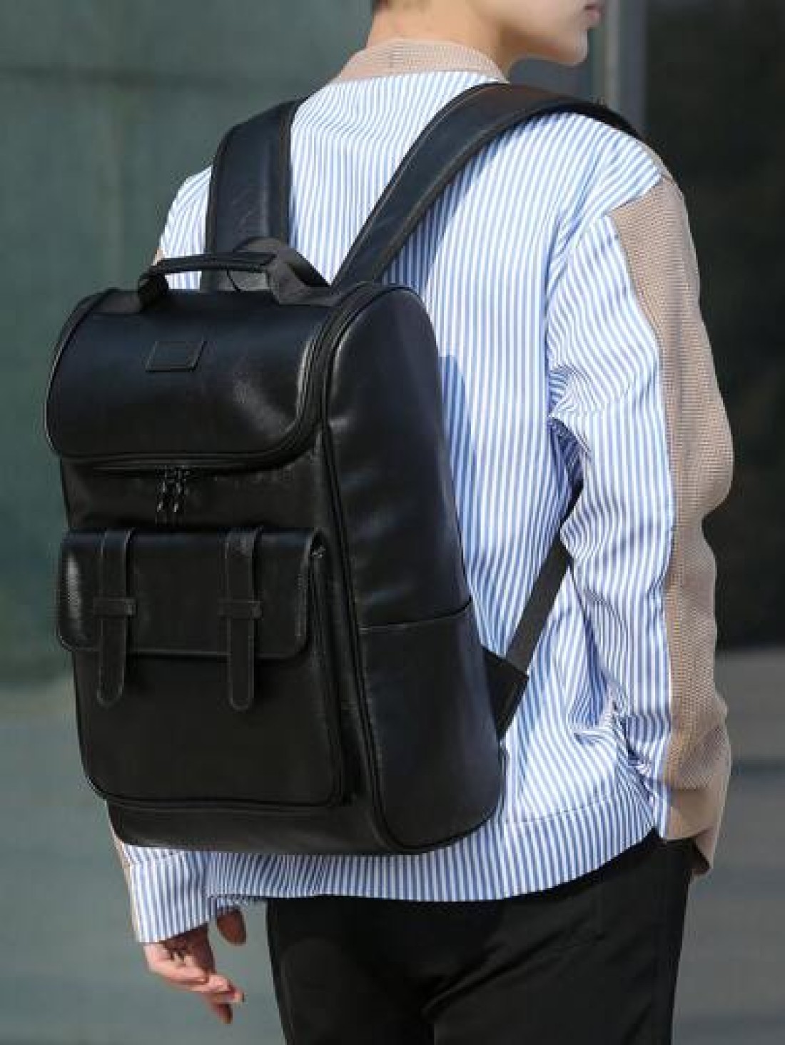peach tree 1pc Black Large Capacity Outdoor Office Backpack With Zipper Pocket Computer Compartment Fits 15 6 Inch Laptop Functional Backpack Gift For Men Peach Tree Christmas Men Bag Vacation Travel