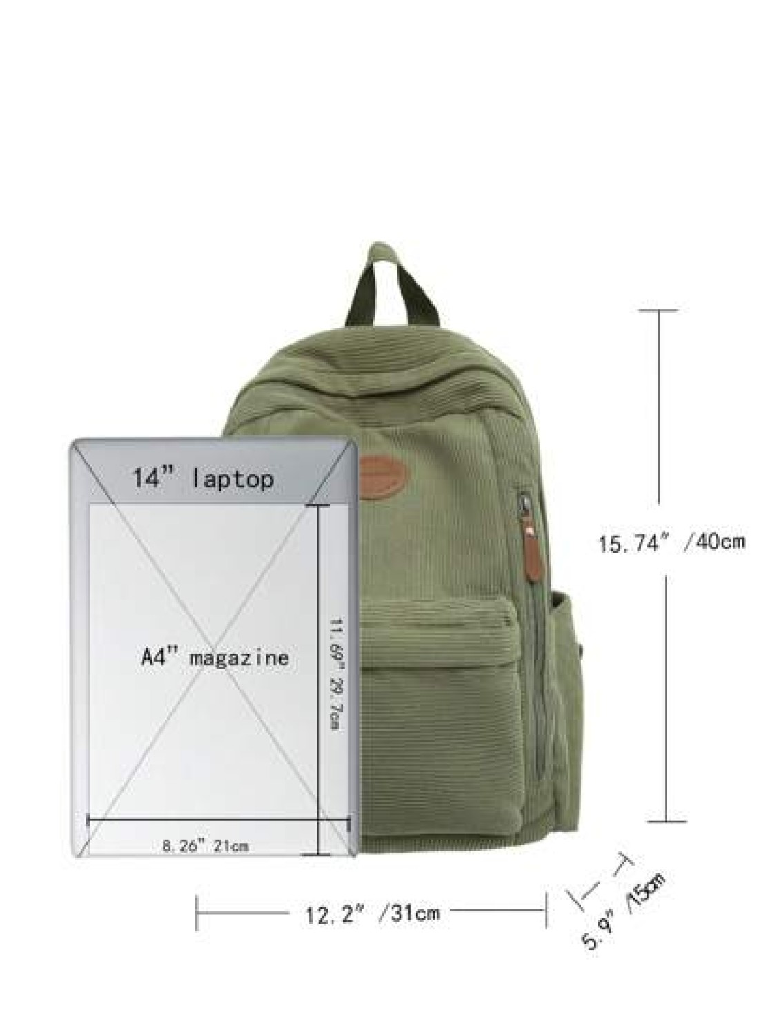 Small Corduroy Backpack For College Students Lightweight Casual Bookbag For High School Girls Boys Fits 14 Inch Laptop Travel Rucksack