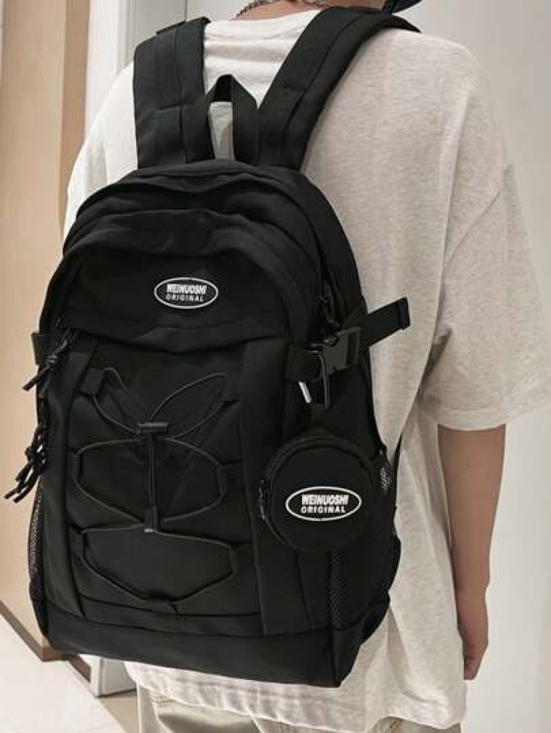 Men s Backpack Large Capacity Simple Solid Color Backpack Student Backpack Small Bag In Picture Purchase Bag Gift