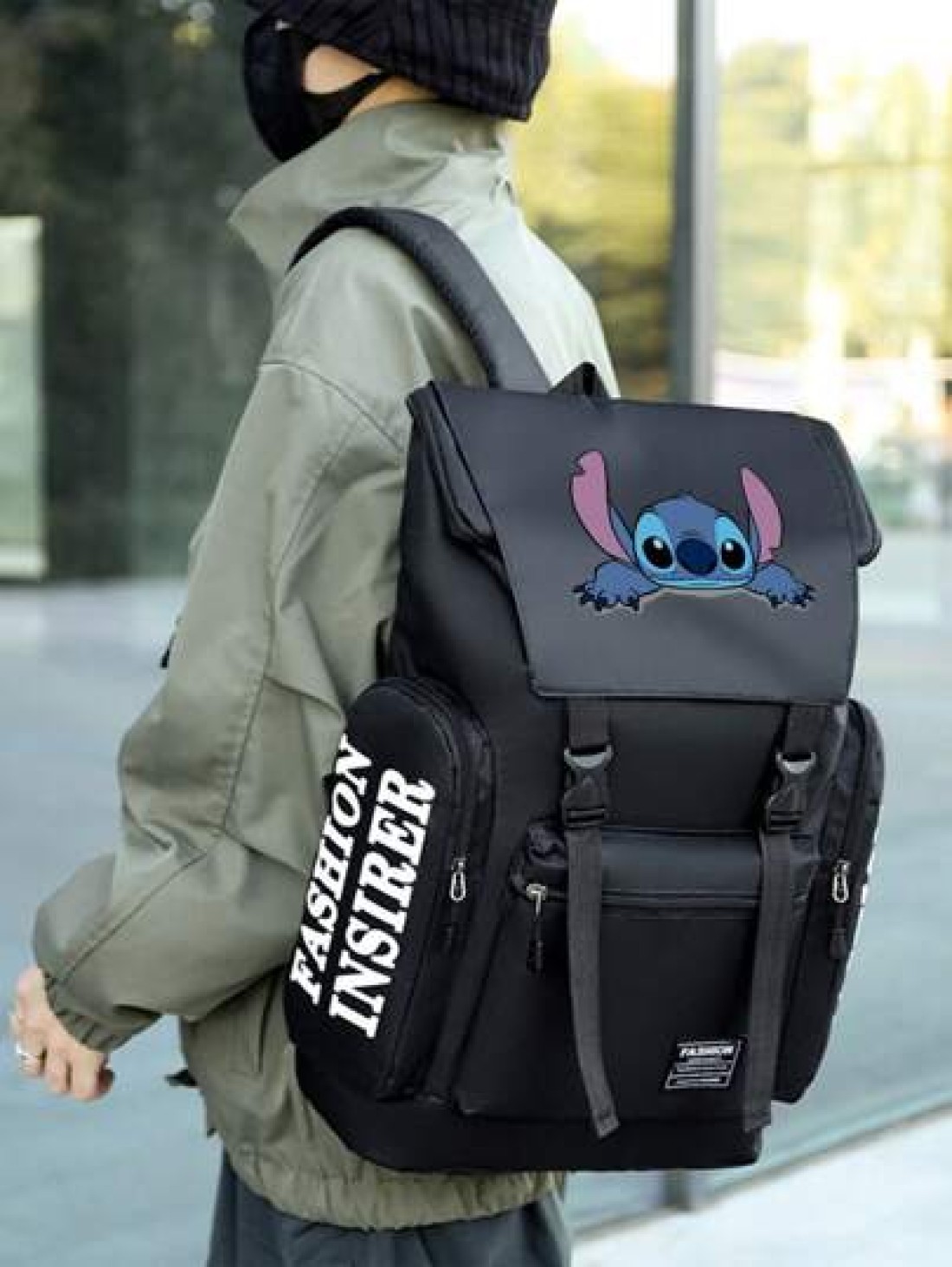 Disney Disney X Stitch Design Large Capacity Backpack Multi Functional Men s Casual Travel Rucksack College Student Business Laptop Bag Anime School Supplies
