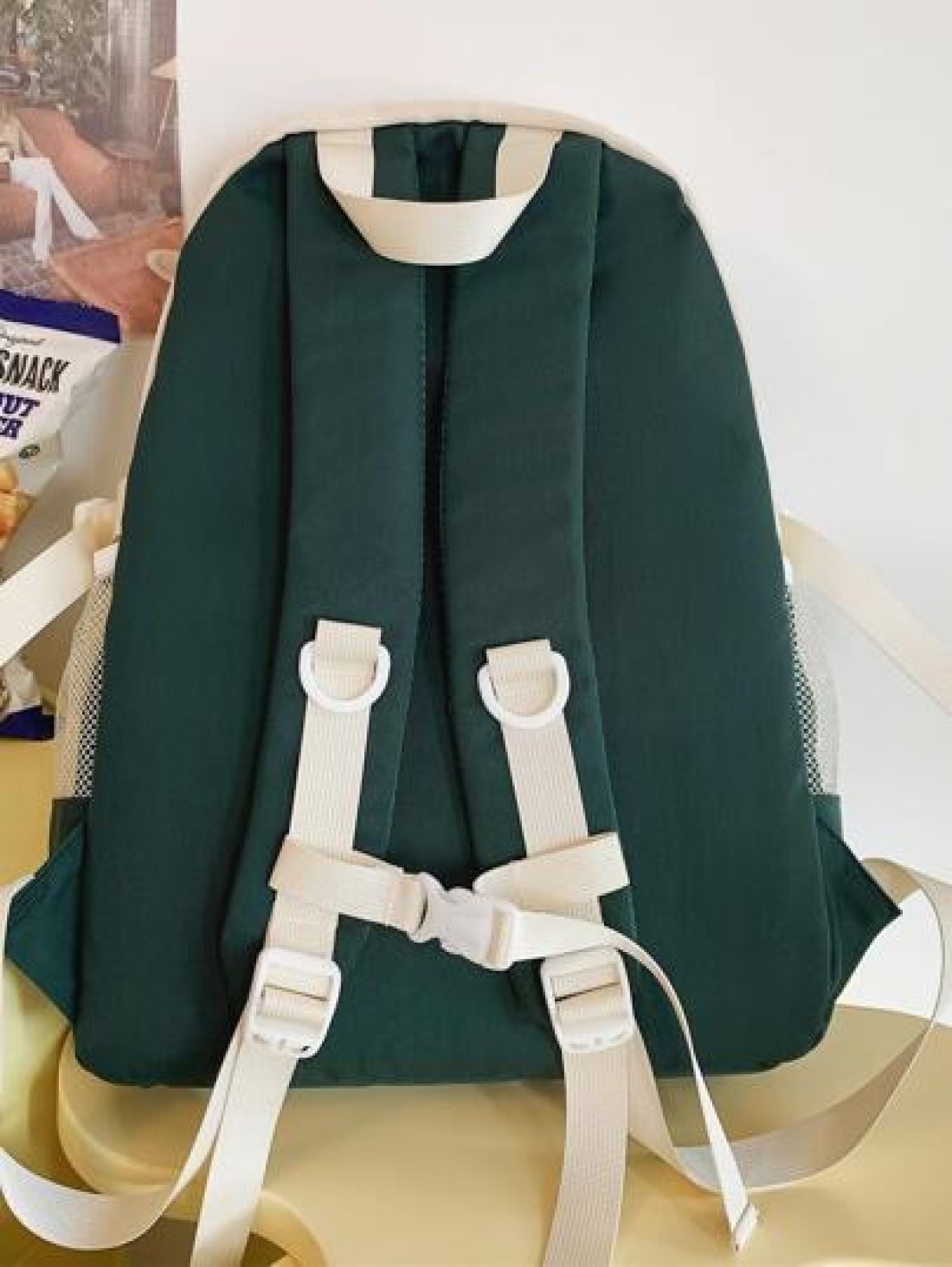 Green Fashion Lightweight Color Block Letters Simple Preppy Style Backpack Street Casual Junior High School Students Co Ed Backpack Rucksack Summer School Bag School Backpack School Supplies Holiday E
