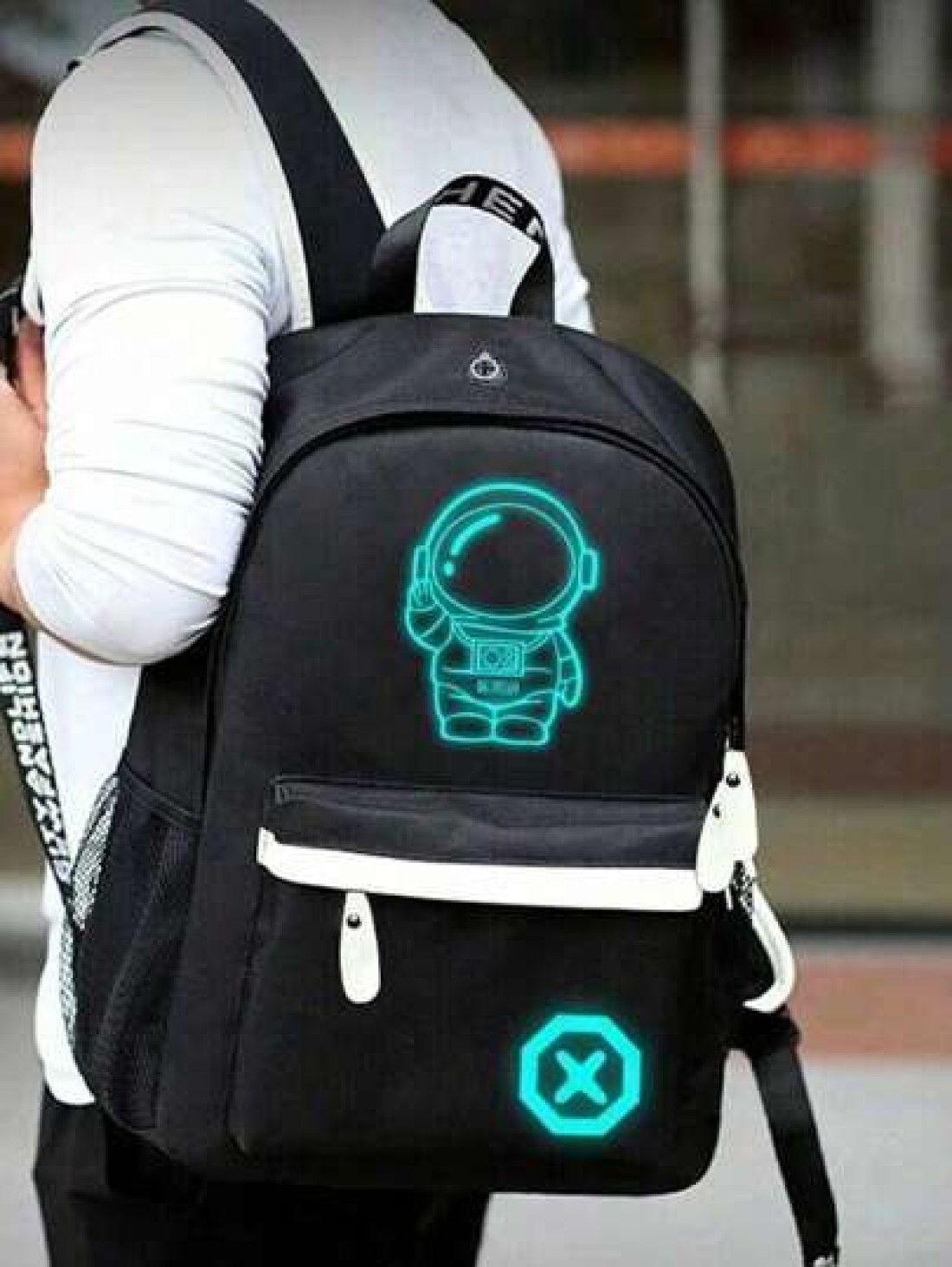 Lightweight Versatile Neon Glow In The Dark Backpack Shoulder Bag Made Of Waterproof Material Large Capacity Adjustable Strap Casual Suitable For School Campus Men All Printed Straps Are Random Anime