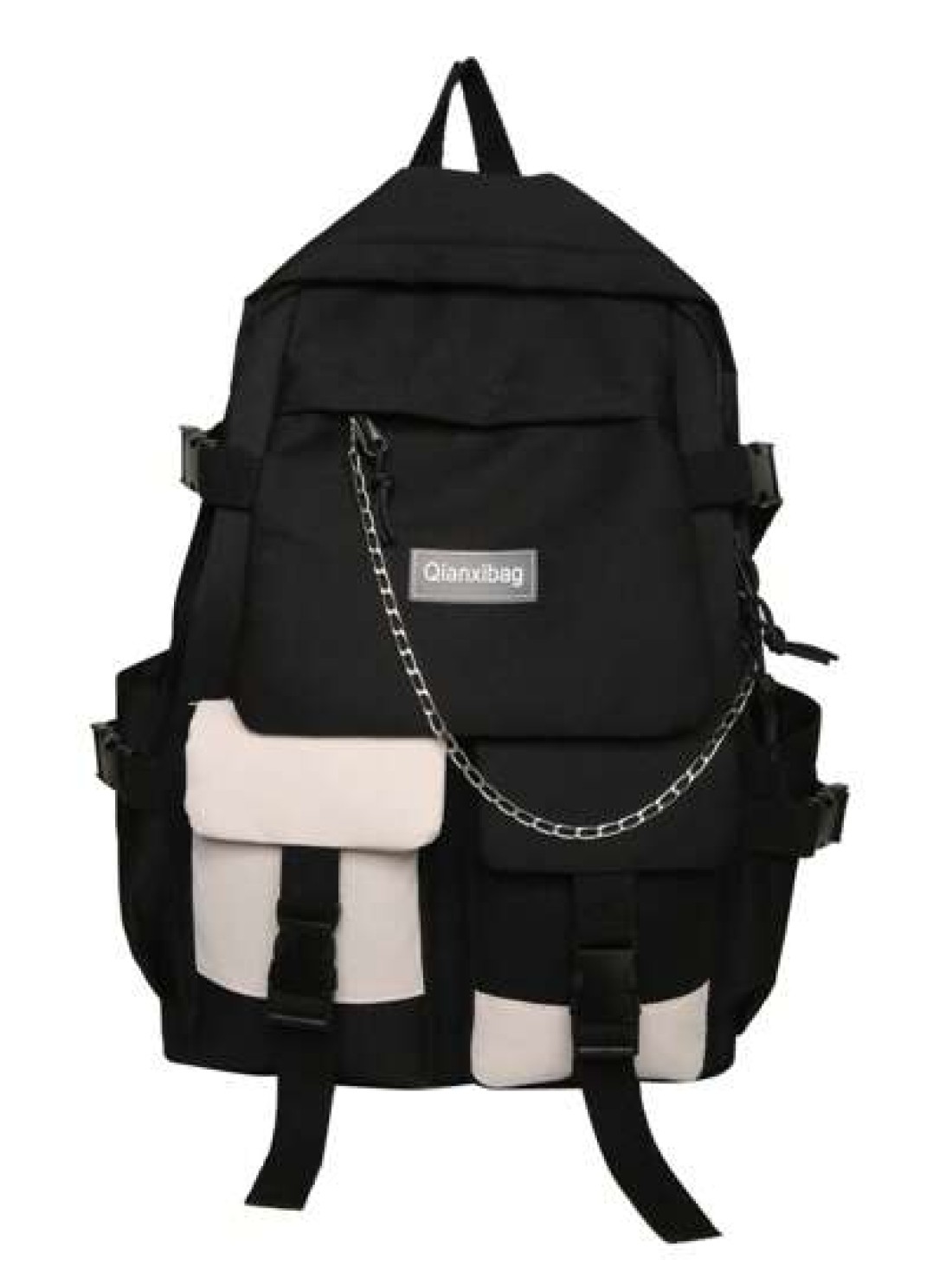 Casual And Fashionable Double Pocket Buckle Chain Decoration Men s Casual Backpack