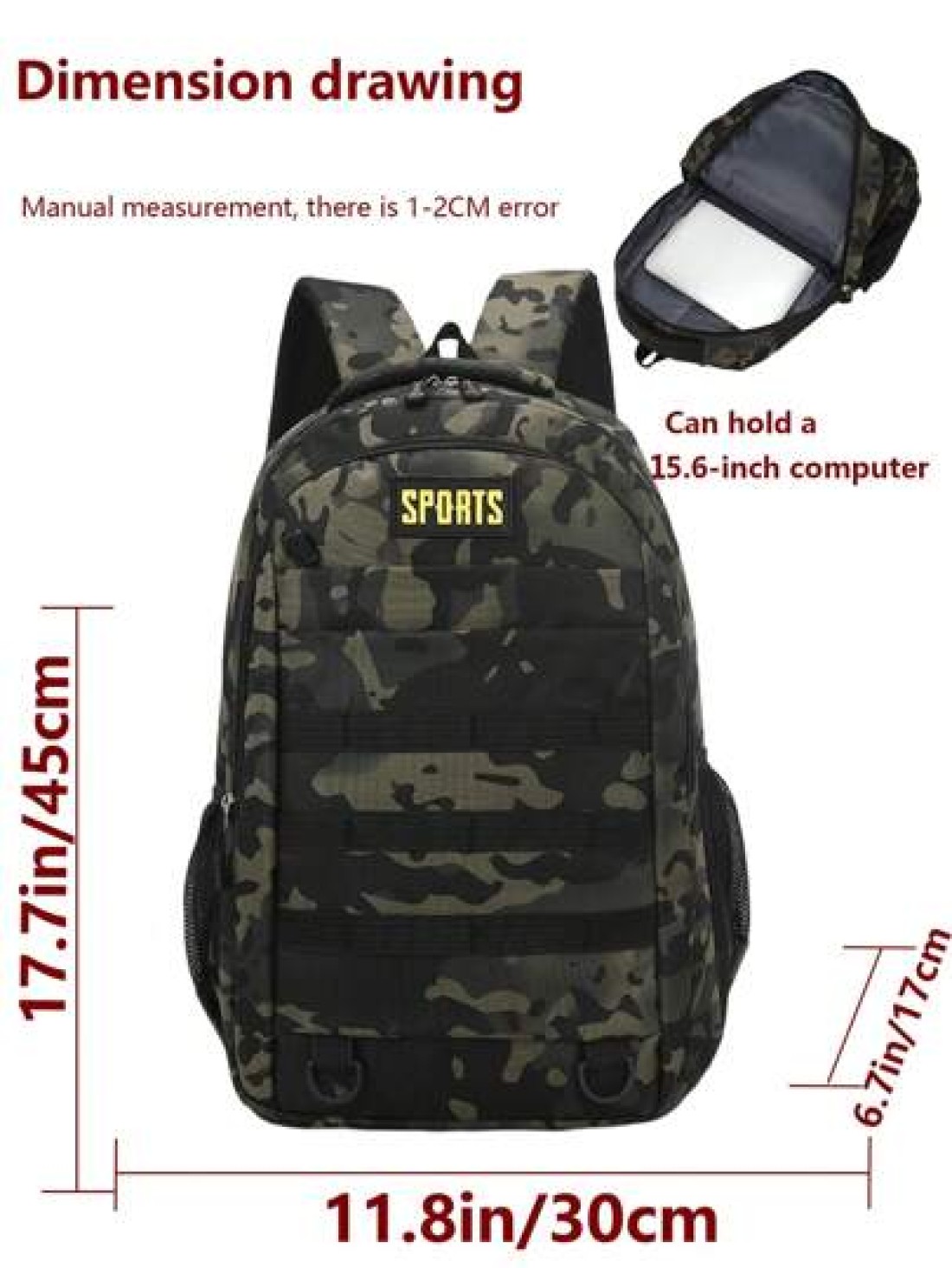 Camouflage Tactical Backpack Men Purse Can Hold 15 6 Inch Computer Bag Lightweight School Bag Large Capacity Travel Bag Commuter Convenient Day Bag Multifunctional Book Bag For Students Junior High Sc