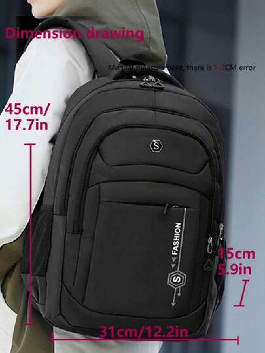 Leisure Sports Style Nylon Backpack Can Hold 15 6In Computer Bag Large Capacity School Bag Lightweight Multi Functional Travel Bag Convenient Storage Day Bag Fashion Business Trip Bag Suitable For Stu