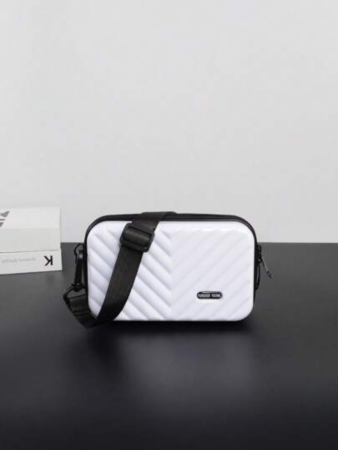 Compact Suitcase Messenger Bag Hard Shell Shoulder Bag Crossbody Bag Lightweight For Back To School College Travel Water Resistant PVC Material Minimalist Casual Style Gifts For Boyfriend Sling Bag Fa