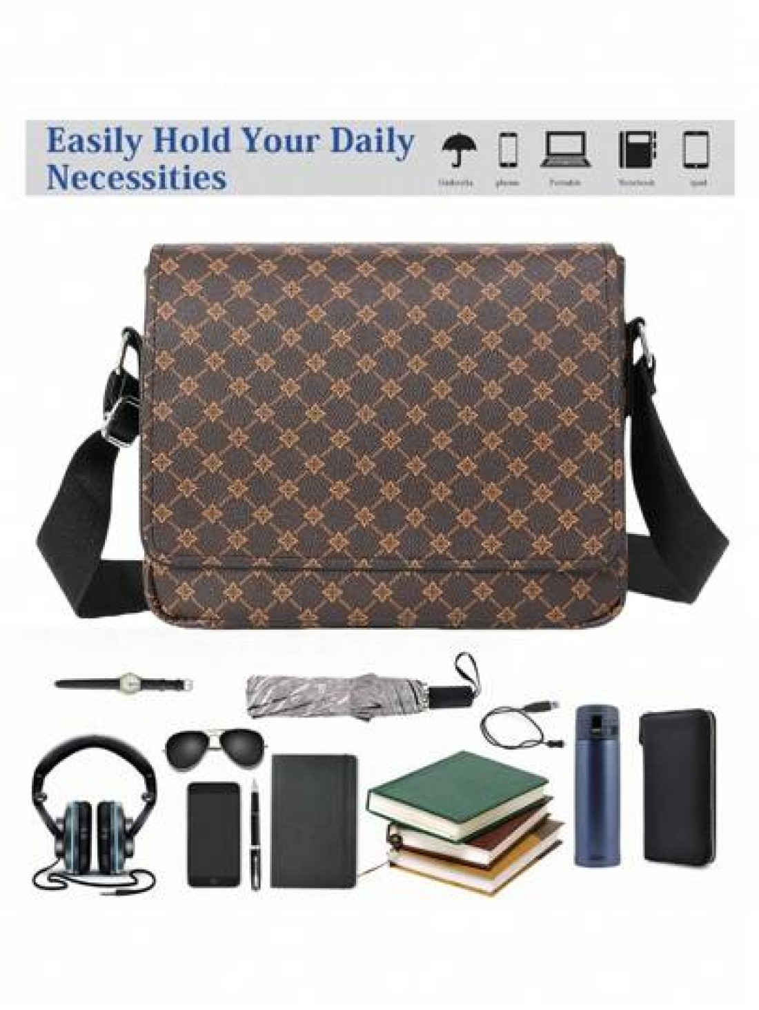 Flip Top Shoulder Bag European American Fashion Crossbody Bag Horizontal Large Capacity Business Casual Laptop Messenger Bag Floral Backpack