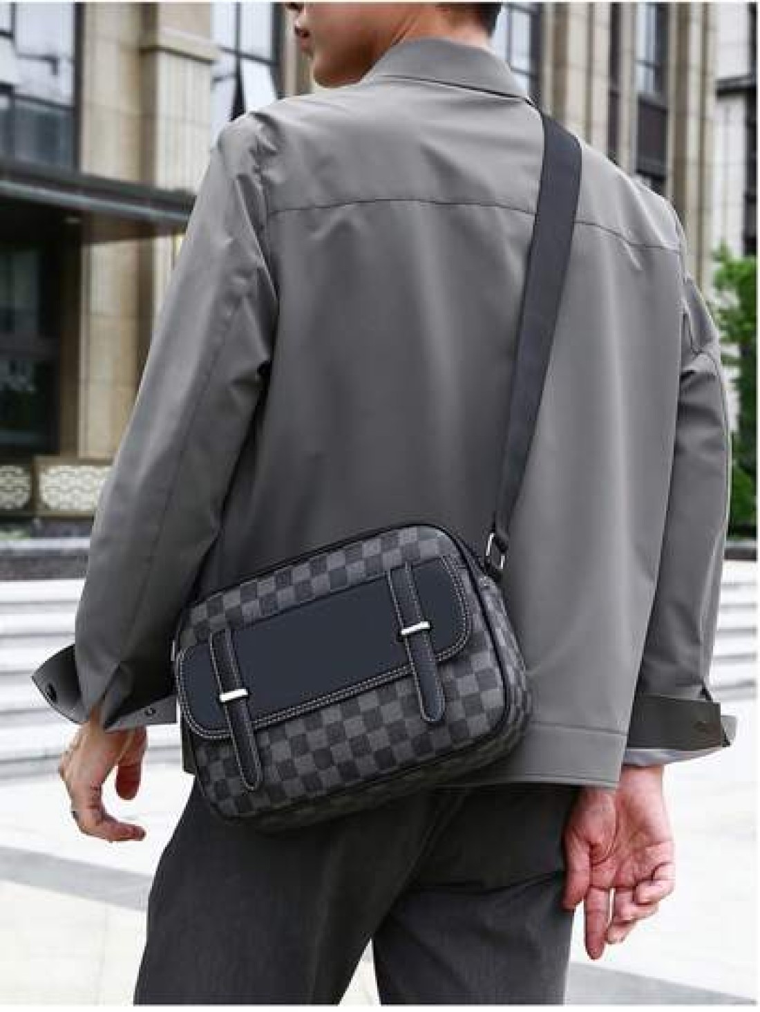 1pc Men s Printed Shoulder Sling Bag Casual PU Backpack Luxury Bags