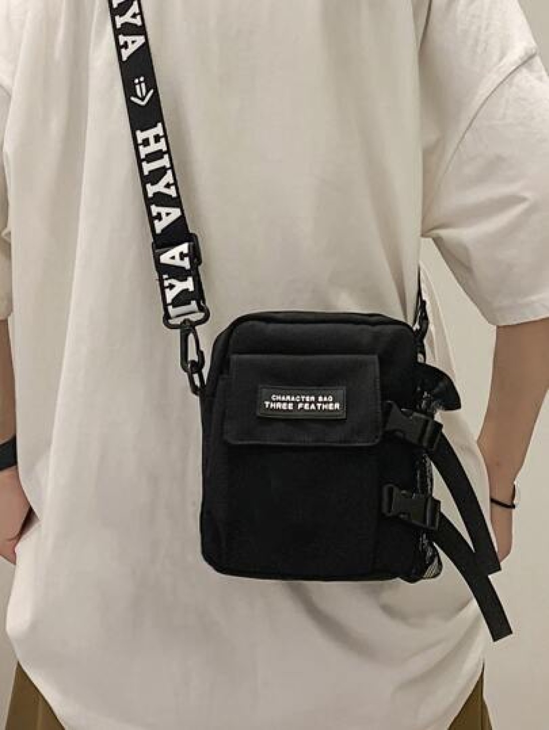 Multi Functional Square Shape Shoulder Bag For Students Mini Bag With Letter Graphics And Bag Charm Suitable College Sports Commuting Nylon Holiday Essentials Portable Side Bag Outdoor Present Valenti