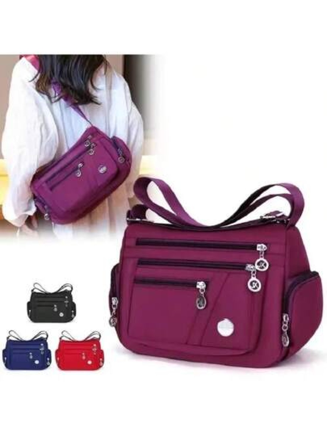Multifunctional Multi Compartment Crossbody Bag New Lightweight Leisure Shoulder Bag Cell Phone Change Documents Bag
