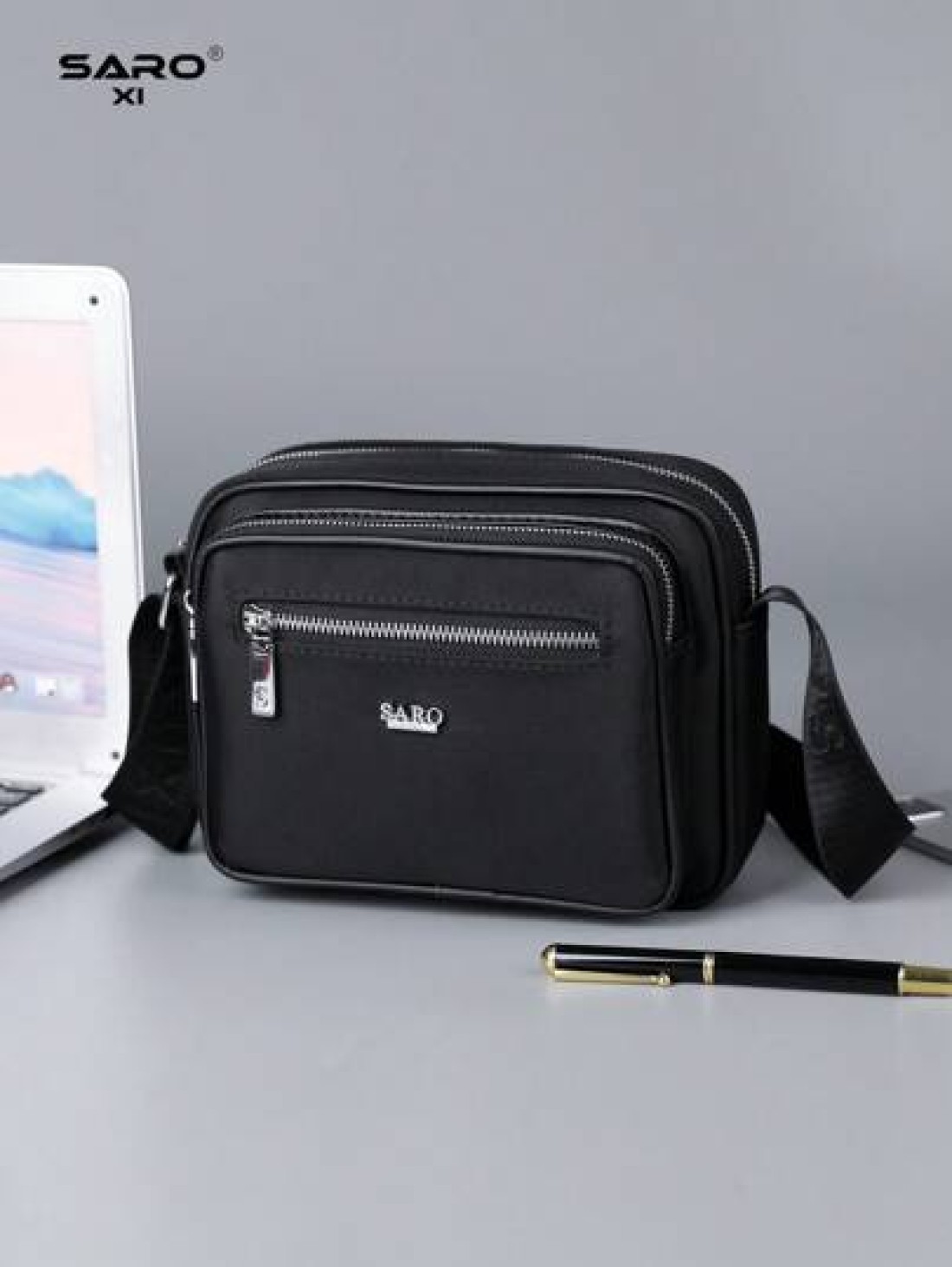 saroxi 1pc Men s Shoulder Bag Side Pocket Messenger Bag Crossbody Bag Square Bag Multi Function Scratch Resistant And Durable PU Leather Casual Style Black And Brown Gift For Men Boyfriend Teacher