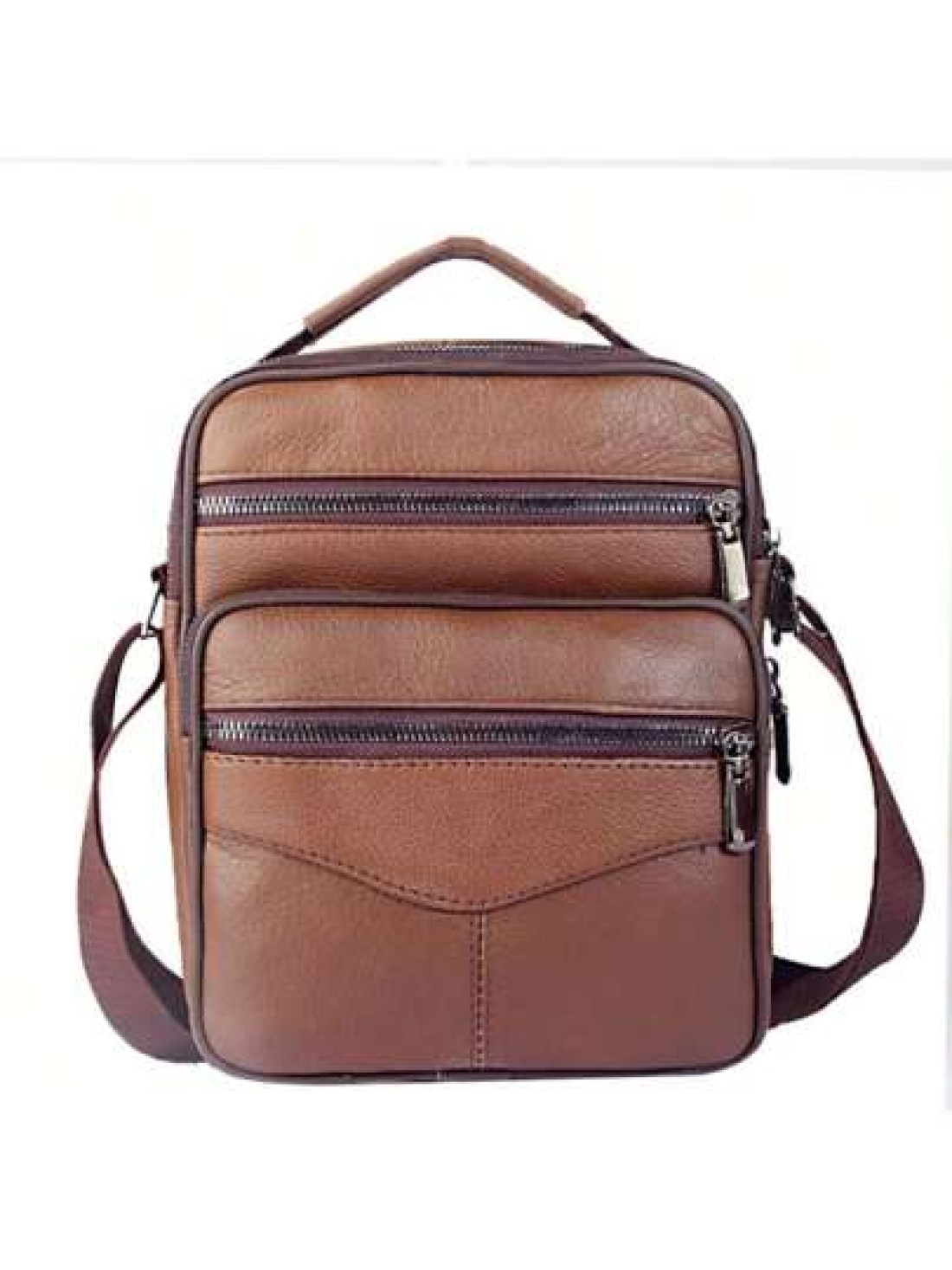 Top Grain Leather New Business Men s Messenger Bag Multi Layer High Capacity Lightweight Suitable For Commuting Travel Shopping Soft Texture Wear Resistant Waterproof