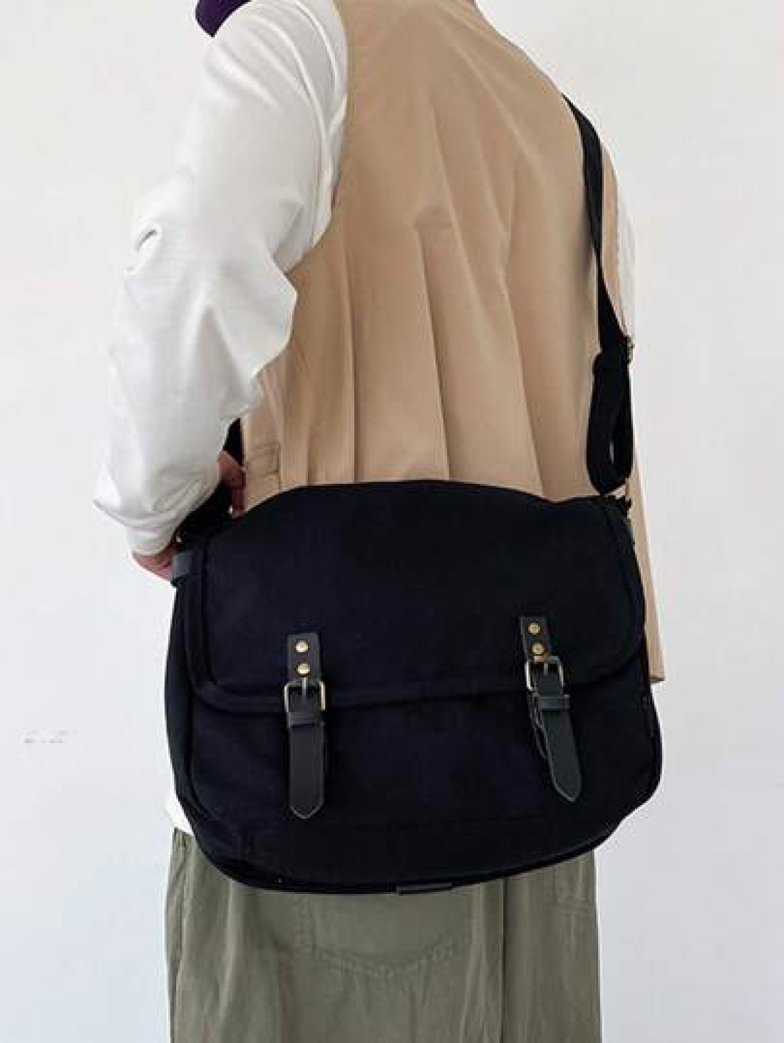 Vintage Military Canvas Laptop Bag Medium Messenger Bag