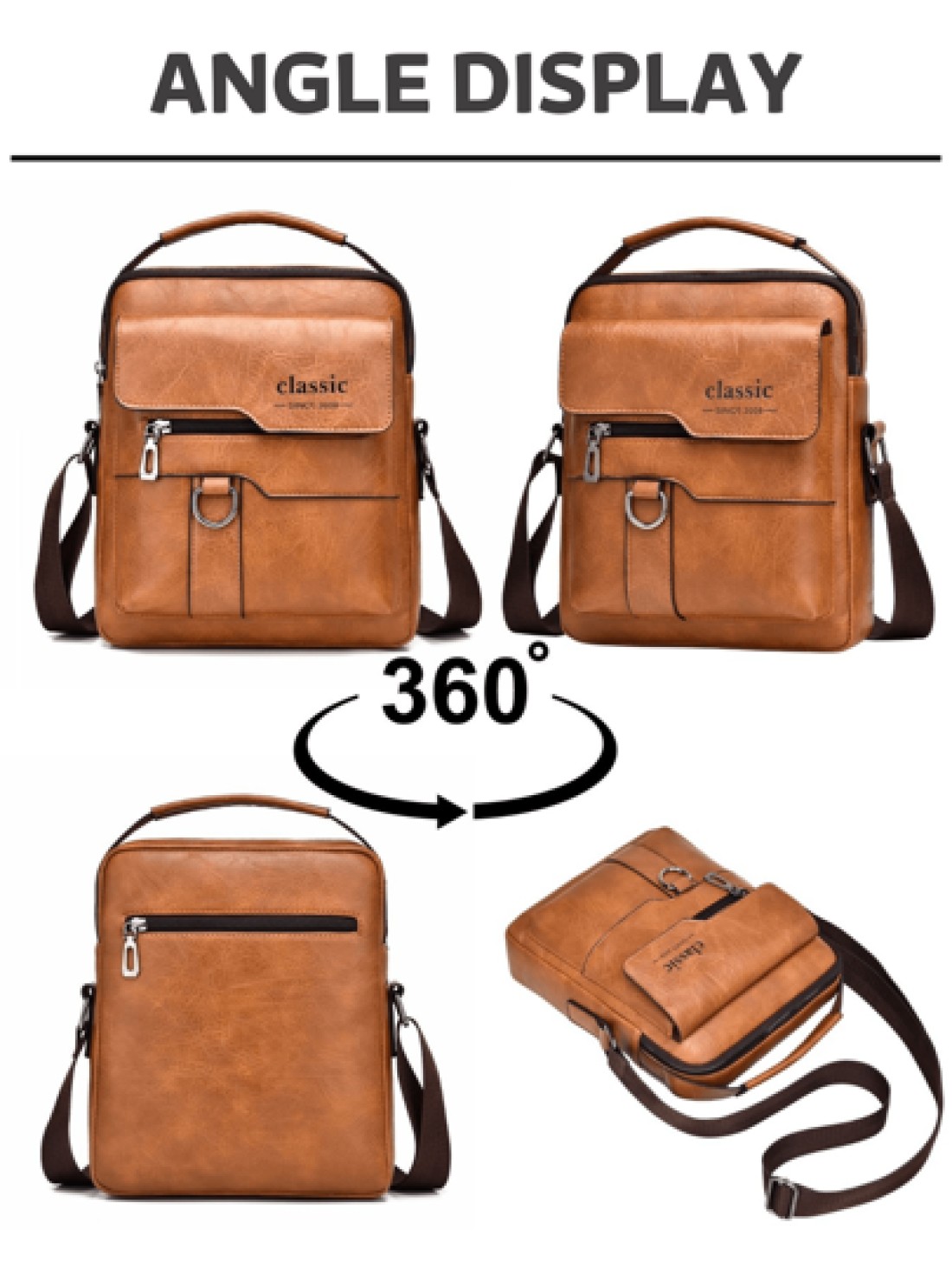 2pcs Set Retro Messenger Bag PU Leather Shoulder Bag With Wallet Large Capacity Headphone Hole Casual Minimalist Style For Commuting Business Travel Gifts For Friends Family Summer Summer Bag Spring B