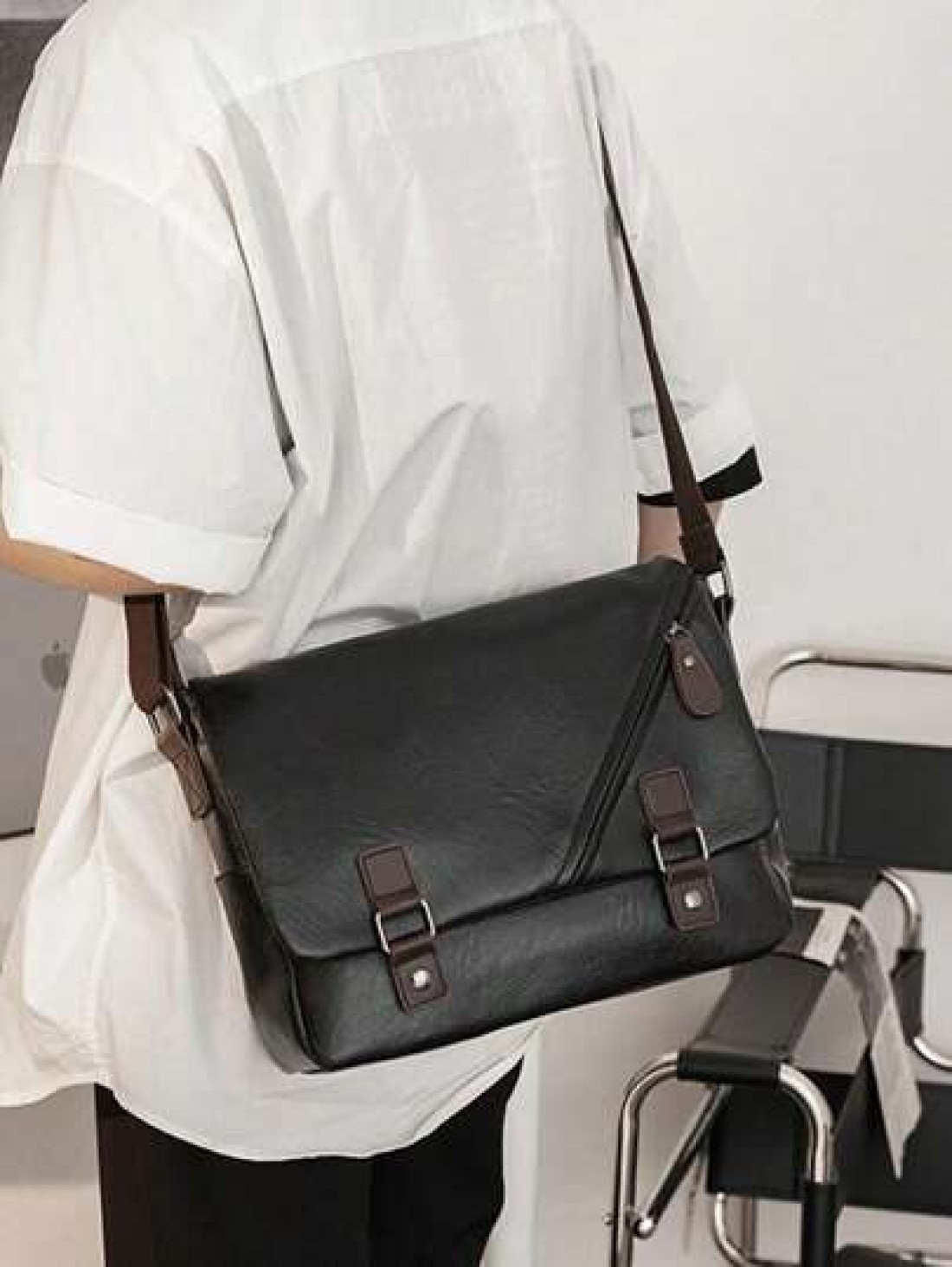 Stylish Envelope Shoulder Bag Cross Body Sling Bag For Men PU Leather Business Casual All Match Spacious Interior Adjustable Strap And Durable Design Graduation School Supplies