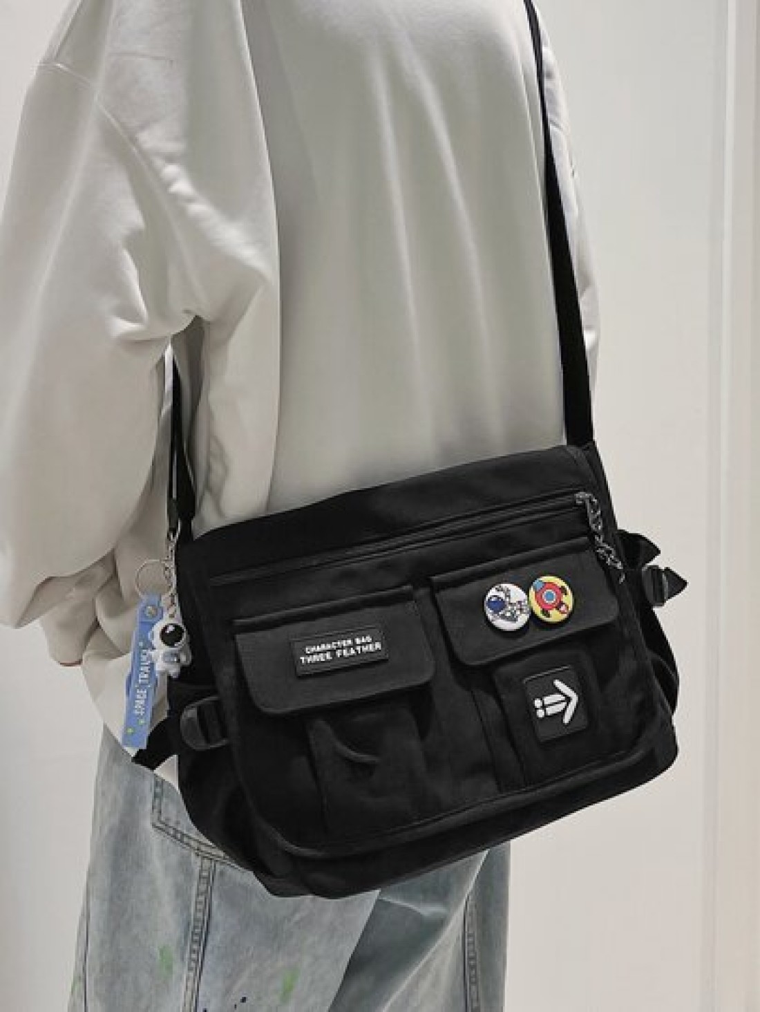 High School Students Multifunctional Sling Bag Shoulder Bag Casual Bag Letter Patch Messenger Bag For Travel College School Outdoor Sports Crossbody Bag Side Bag Lightweight With Adjustable Strap Nylo