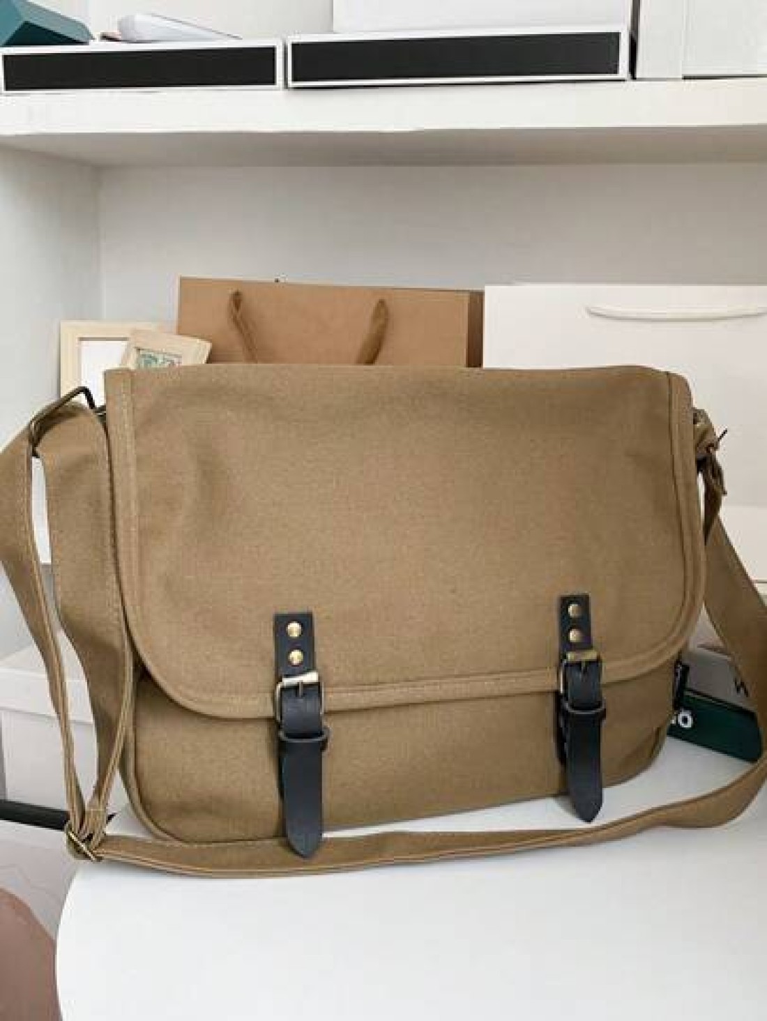 Unisex Casual Flap Canvas Crossbody Messenger Bag Portable Shoulder Bag For Work Shopping Travel Suitable For Father s Day Holidays Gatherings