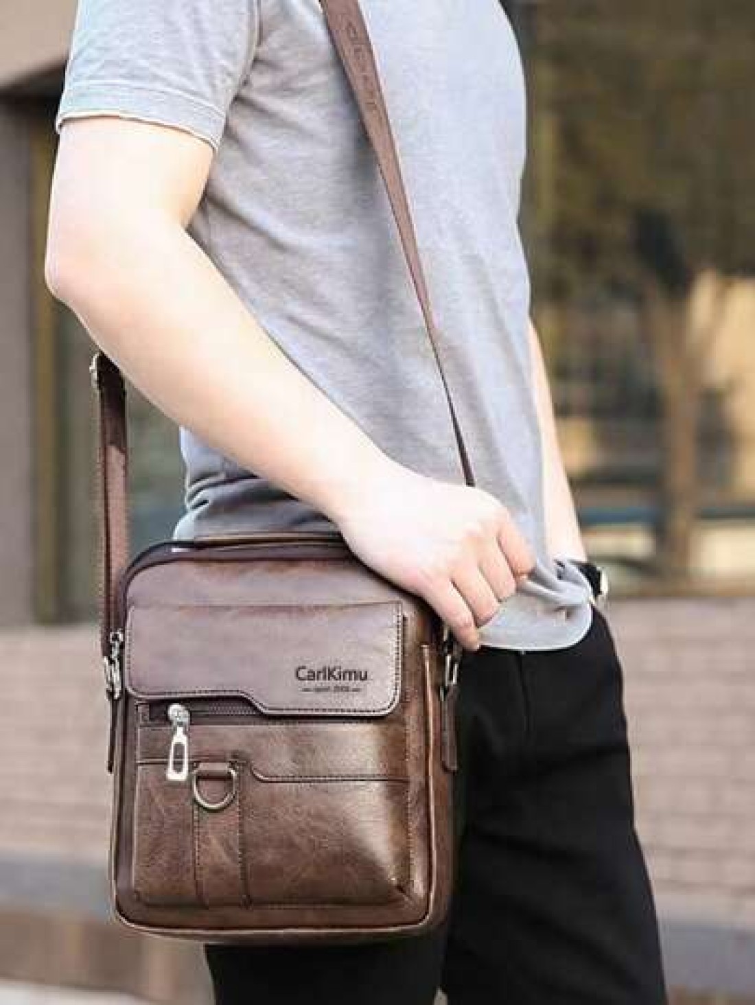 Men s Handbag Men s Shoulder Bag Retro PU Leather Vertical Hand Business Casual Bag Schoolbag