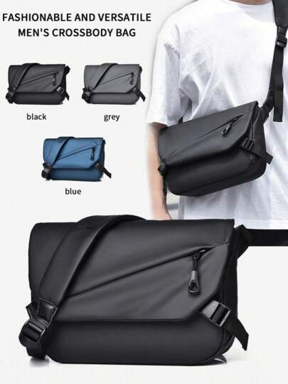 Men s Messenger Bag Fashion Large Capacity Shoulder Diagonal Bag Solid Color Square Bag Water Resistant PU Crossbody Bag Lightweight Casual Crossbody Bag Suitable For Men Youth Gift Men Bag Gifts For