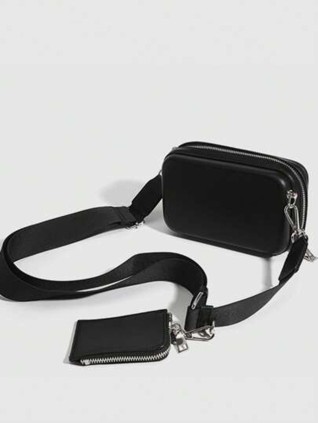 Minimalist Small White Square Wallet With Removable Wide Strap Crossbody Bag Graduation School Supplies