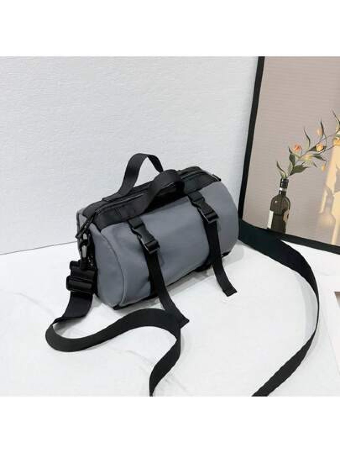 Waterproof Nylon Crossbody Bag For Men Multifunctional Adjustable Shoulder Bag Circle Bucket Black Bag With Large Capacity For Work Travel Camping Beach Holiday Vacation Travel Essentials For High Sch
