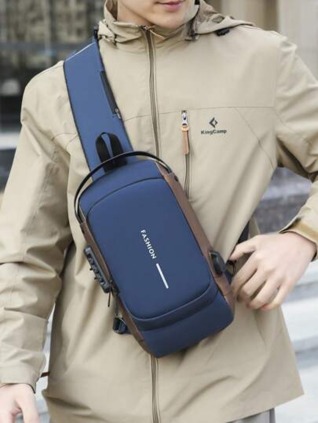 New Motorcycle Bag With Password Lock Anti Theft Crossbody Bag Men Sports Outdoor USB Interface Chest Bag Sling Bag