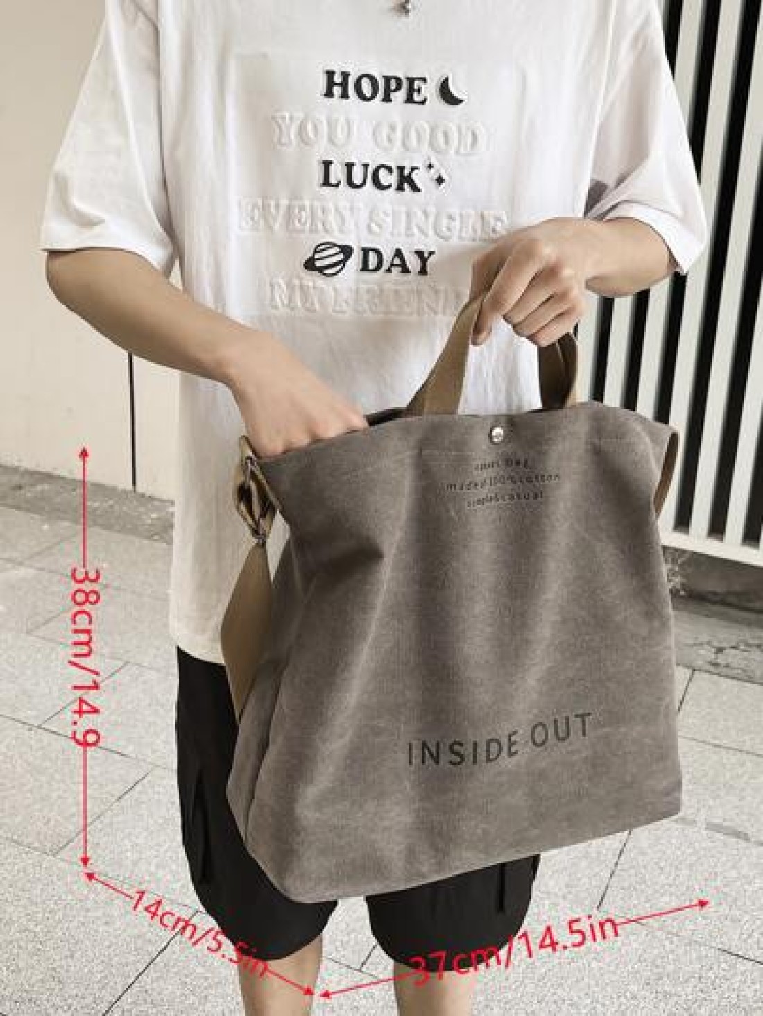 peach tree 1pc Peach Tree Fashion Simple Letter Print Large Capacity Lightweight Fit 12 Inch Tablet Bag For Men Retro Canvas Solid Color Crossbody Bag Christmas Men Bag Vacation Travel Essentials Dad