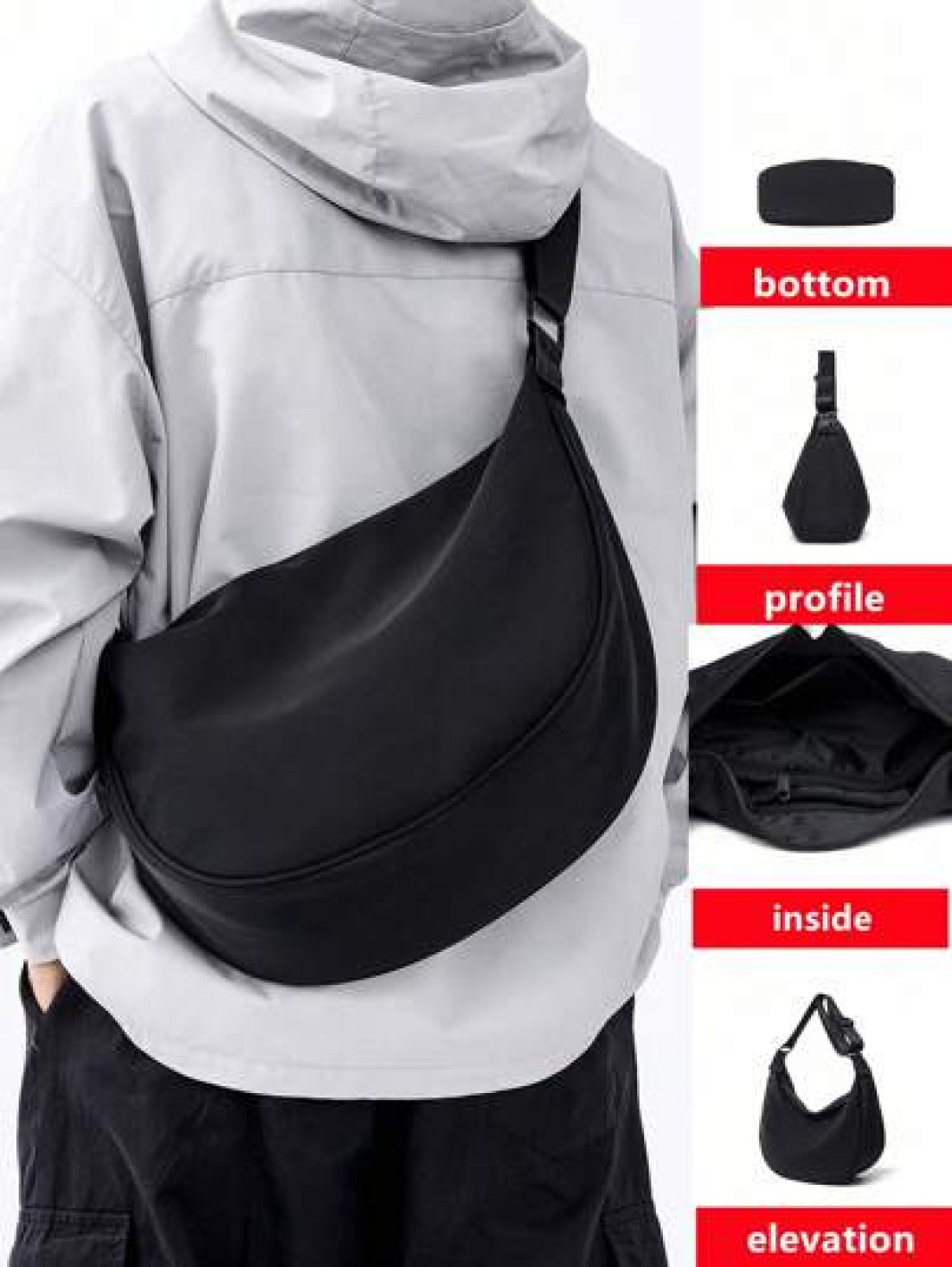 1pc Polyester Fiber Solid Black Shoulder Bag Crossbody Bag Simple Style For Dating Travel School Etc Sling Bag Side Bag For Holiday Travel Essentials Summer Gifts For Boyfriend College Bag Multi Funct