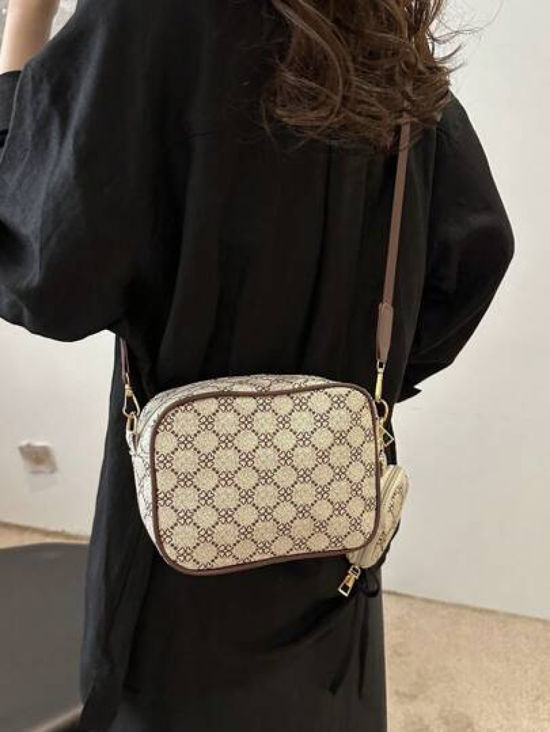 Mini Square Bag Geometric Pattern With Coin Purse PU For Daily Life