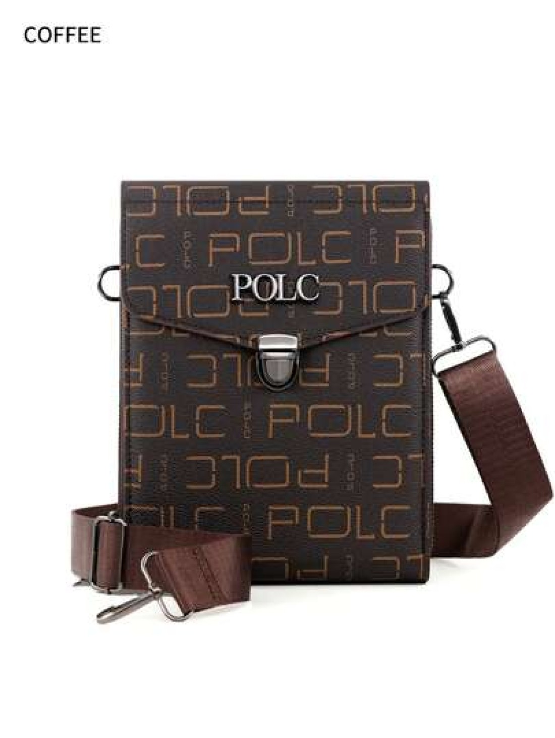 POLC Business Floral Print Men s Messenger Bag For Commuting Fashion Letter Flap Small Card Holder Phone Pouch PU Leather Large Capacity One Shoulder Bag Hanging Bag Small Square Bag Double Zipper Pho