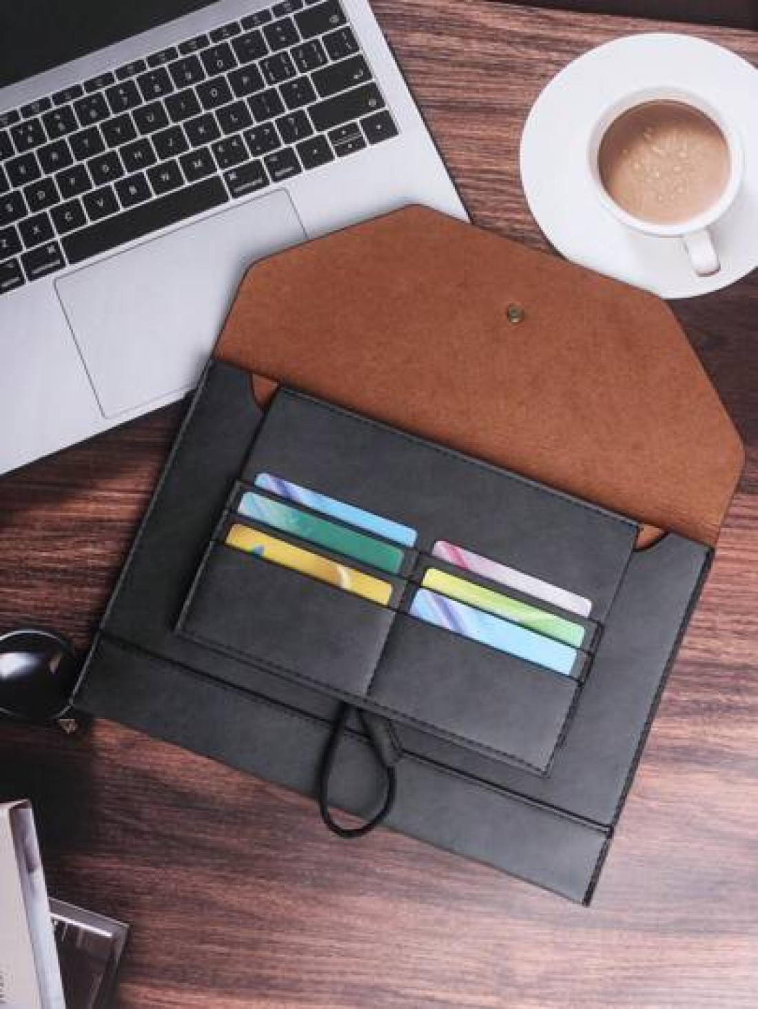 KAIDUCH PU Leather Computer Sleeve Ipad Laptop Bag Large Capacity A4 File Document Organizer Briefcase Business Casual Portfolio