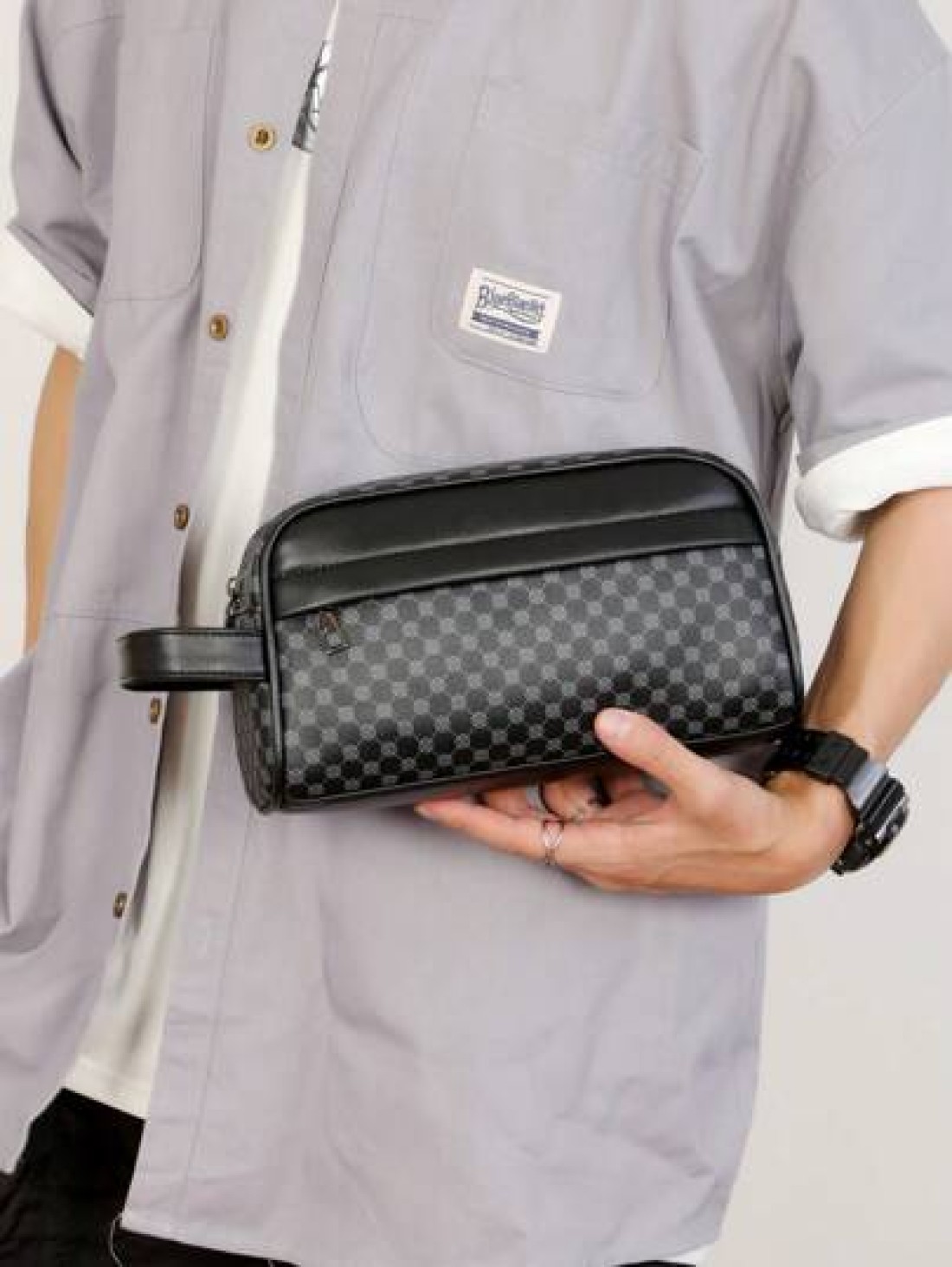 Men s New Fashion Handbag Clutch Bag Business Keychain Coin Purse Multi Function Wristlet