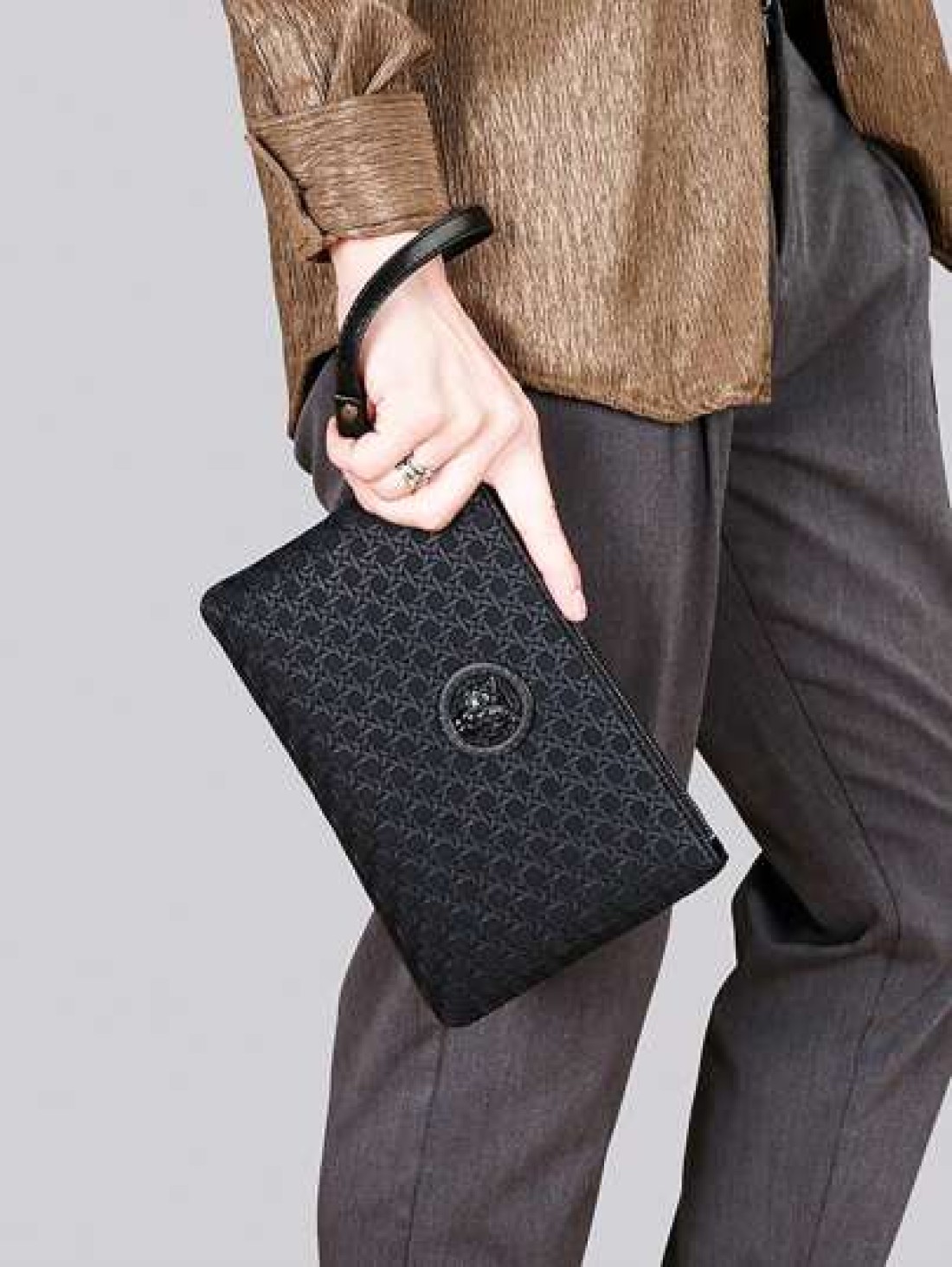 Men Single PU Embossed Clutch Wrist Bag Clutch Bag Hand Bag Wristlet Bag Purses Travel Work Summer Holiday Bag Multi Functional For Commute Undergraduates University Stylish Practical Portable Handbag
