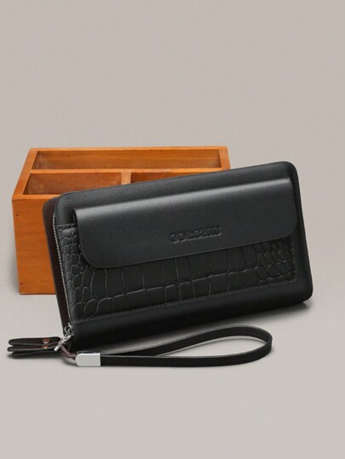 gorchis New Crocodile Pattern Clutch Bag Multi Card Slots Double Zipper Multifunctional Handheld Wallet Long Purse Phone Bag Business Casual Black Clutch Summer Dad Freshman For Books Travel Winter Ho