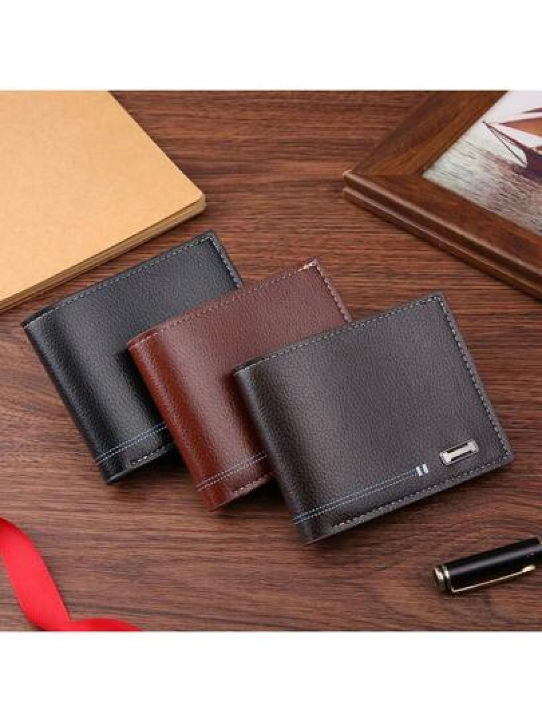 Men s Short Wallet Casual Fashionable Lightweight Leather Purse Youth Large Capacity Card Holder Coin Pocket Summer Dad Freshman For Books Multi Functional Dorm University Gifts Fall Christmas Scream