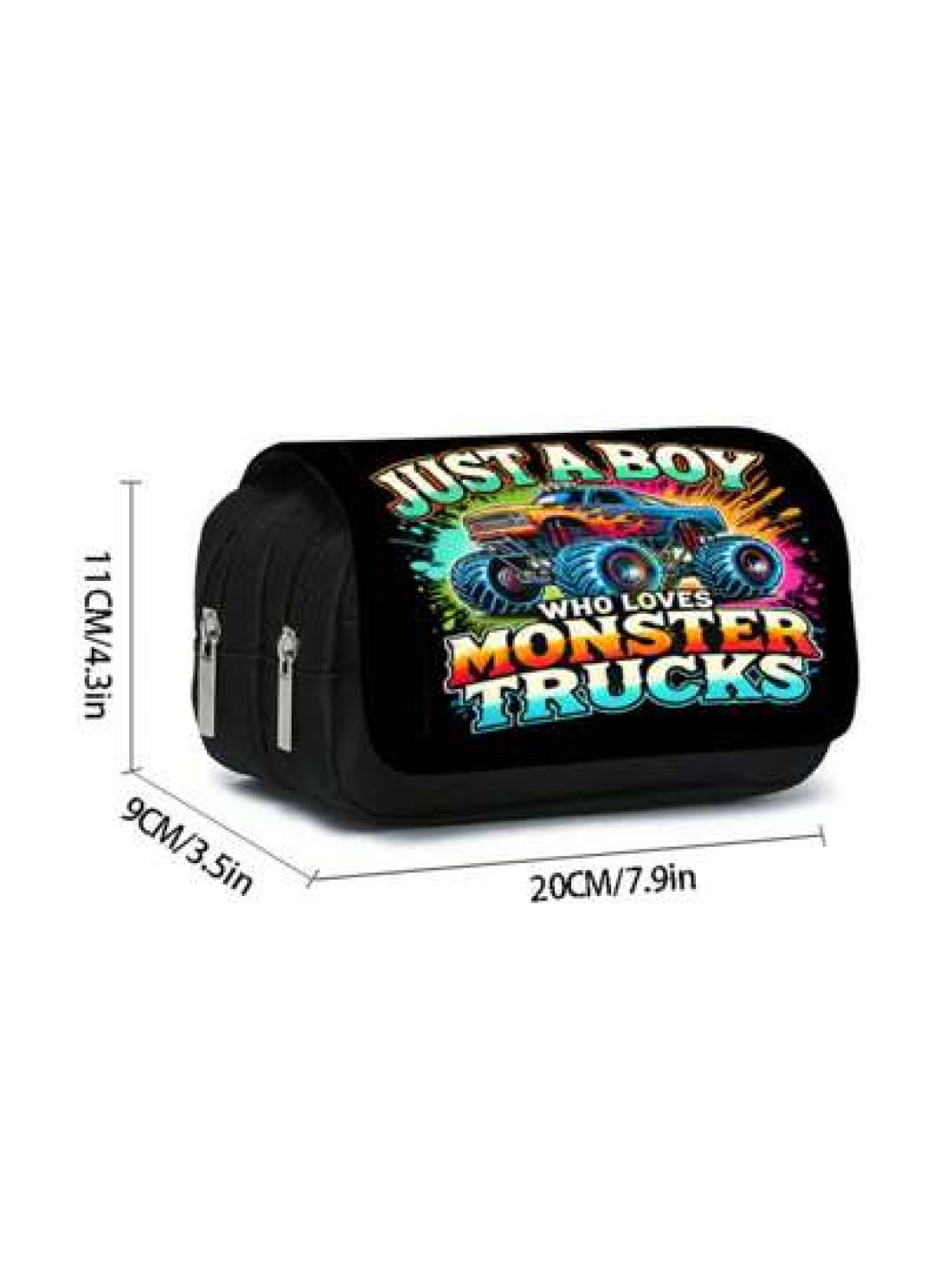 Truck Pattern Printed Double Layer Flip Pen Bag