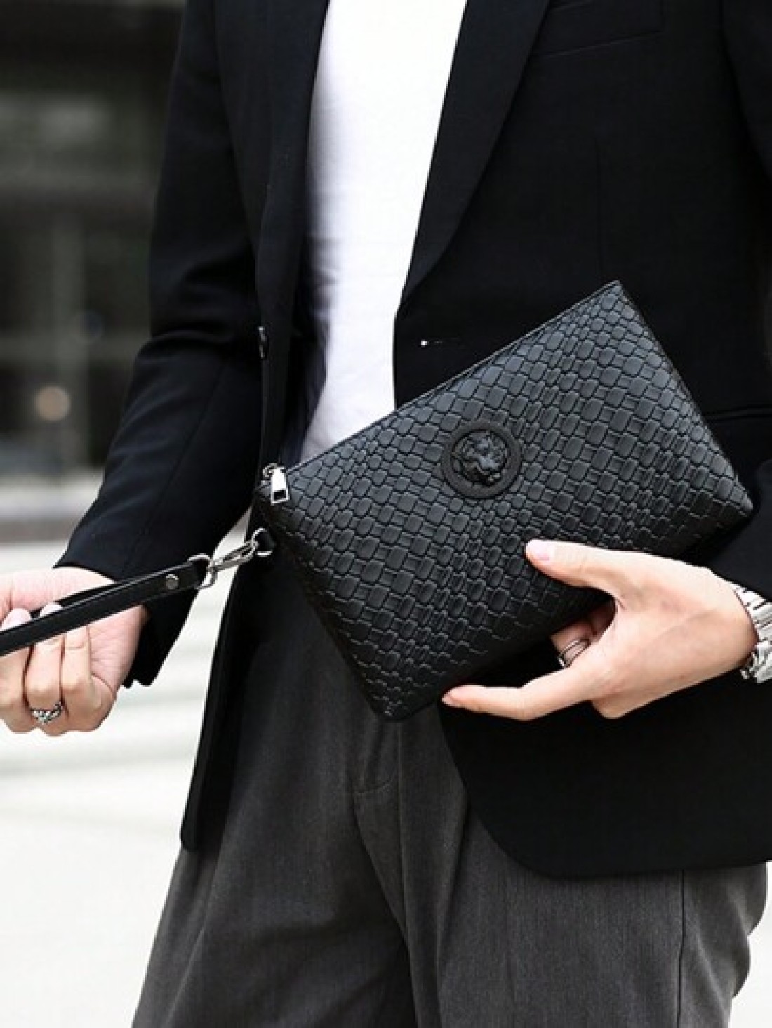 1pc 9 1in 5 9in 1 2in Fashion Men Clutch Bag Wrist Bag Envelope Handbag PU Scratch And Wear Resistant Material Suitable For Going Out Gathering Commuting Multiple Pockets Business Style Purse Thanksgi