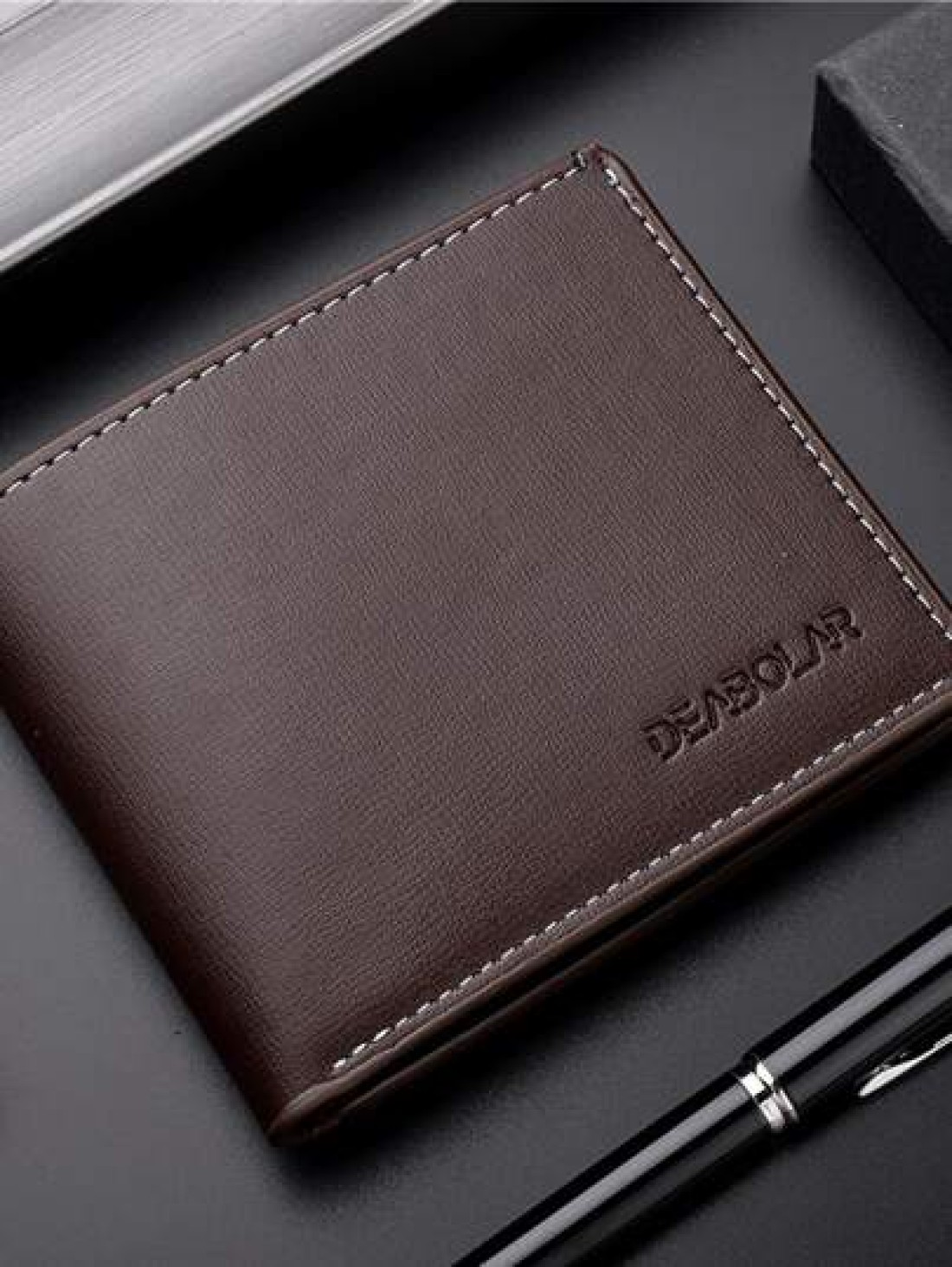 Men Letter Graphic Small Wallet Credit Card Small ID Window Bi Fold Men Wallet Dad Gifts Mini Leather Bi Fold ID Card Cash Minimalist Fashion Modern Business Anniversary On Valentine Day For Birthday