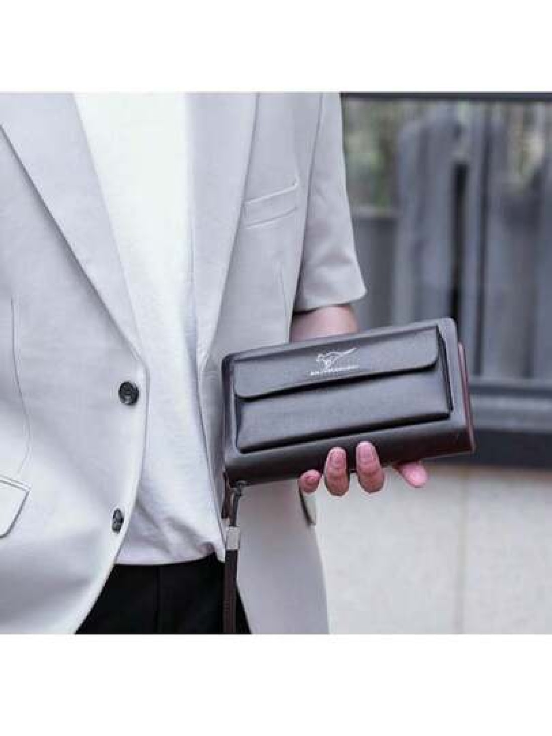 Leather Men s Clutch Wallet Men s Business Password Lock Wallet Anti Theft Clutch Wallet With Phone Stand Handle Bag Travel Bag Coffee Color