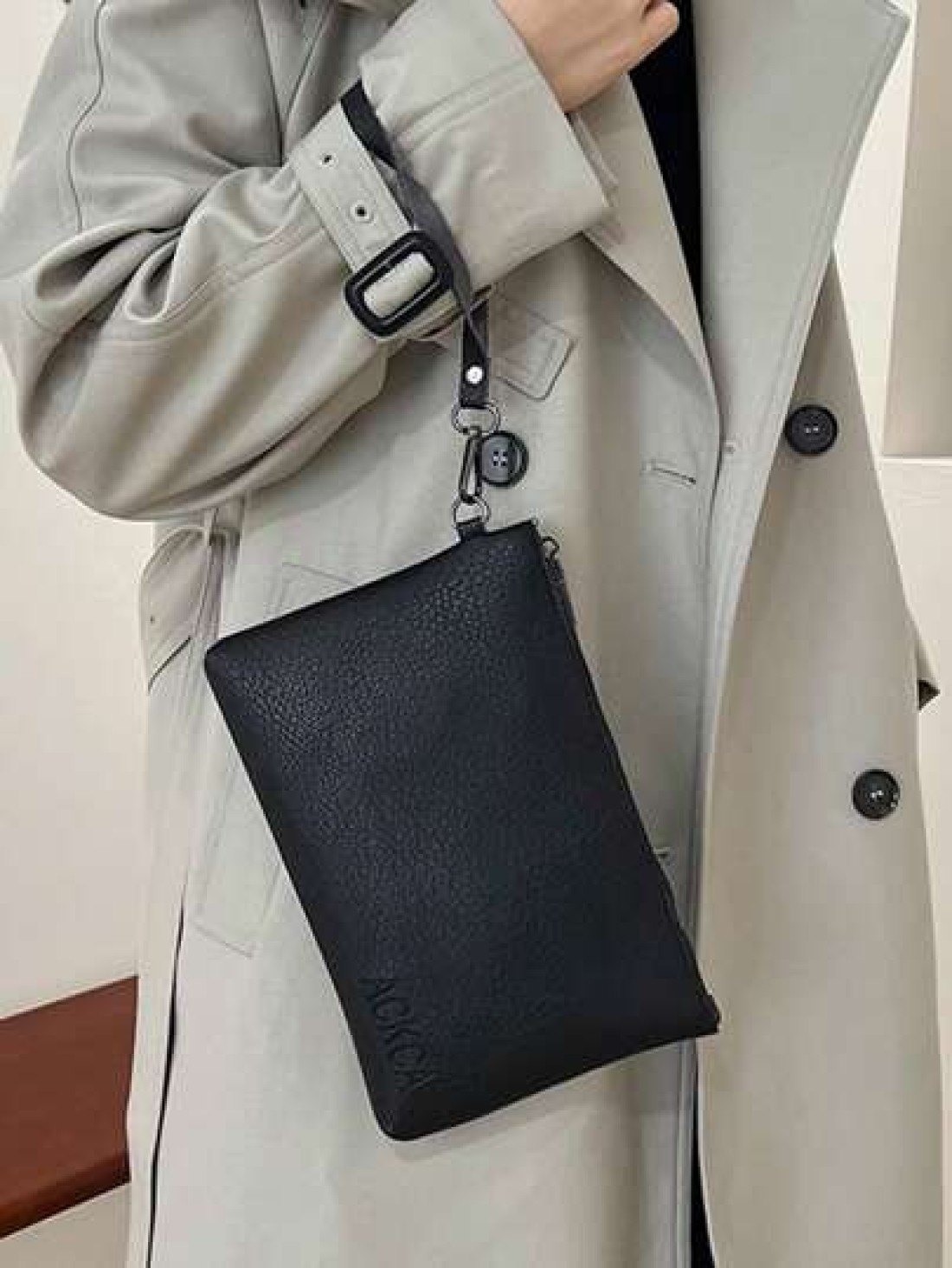 Men s Fashion Stylish Casual Litchi Grain Clutch Bag