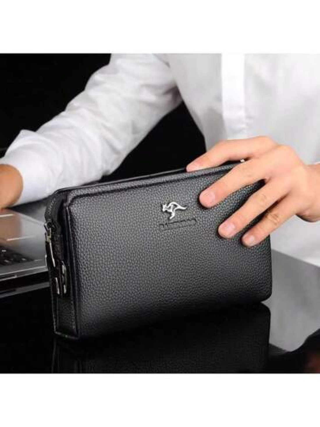 Leather Men Clutch Bag Wallet Business Men Password Lock Wallet Theft Proof Handbag With Cell Phone Holder Travel Bag Coffee Color School Bag Commute Freshmen High School College Dorm Practical Gifts