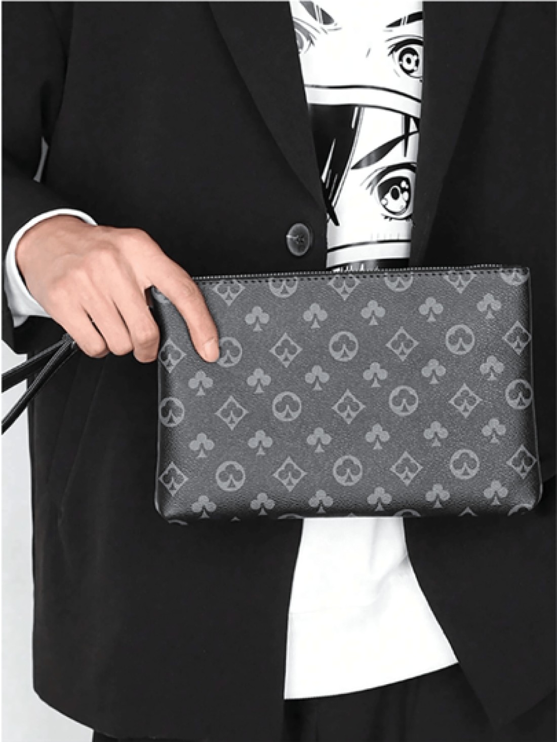 PU Printed Men s Handheld Clutch Bag Wristlet Mini Bag Small Bag