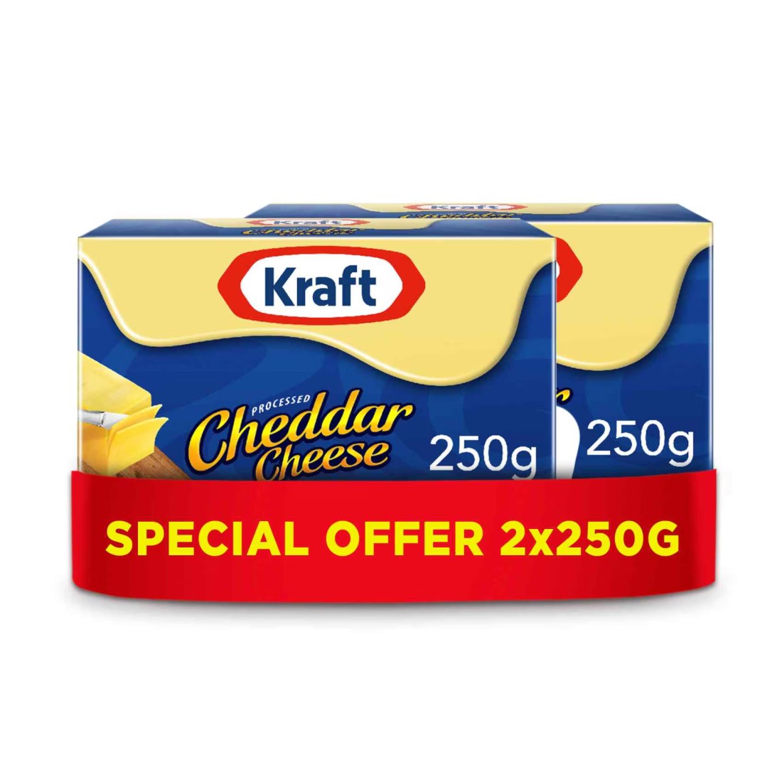 Kraft Cheddar Cheese Block, 250g Pack of 2