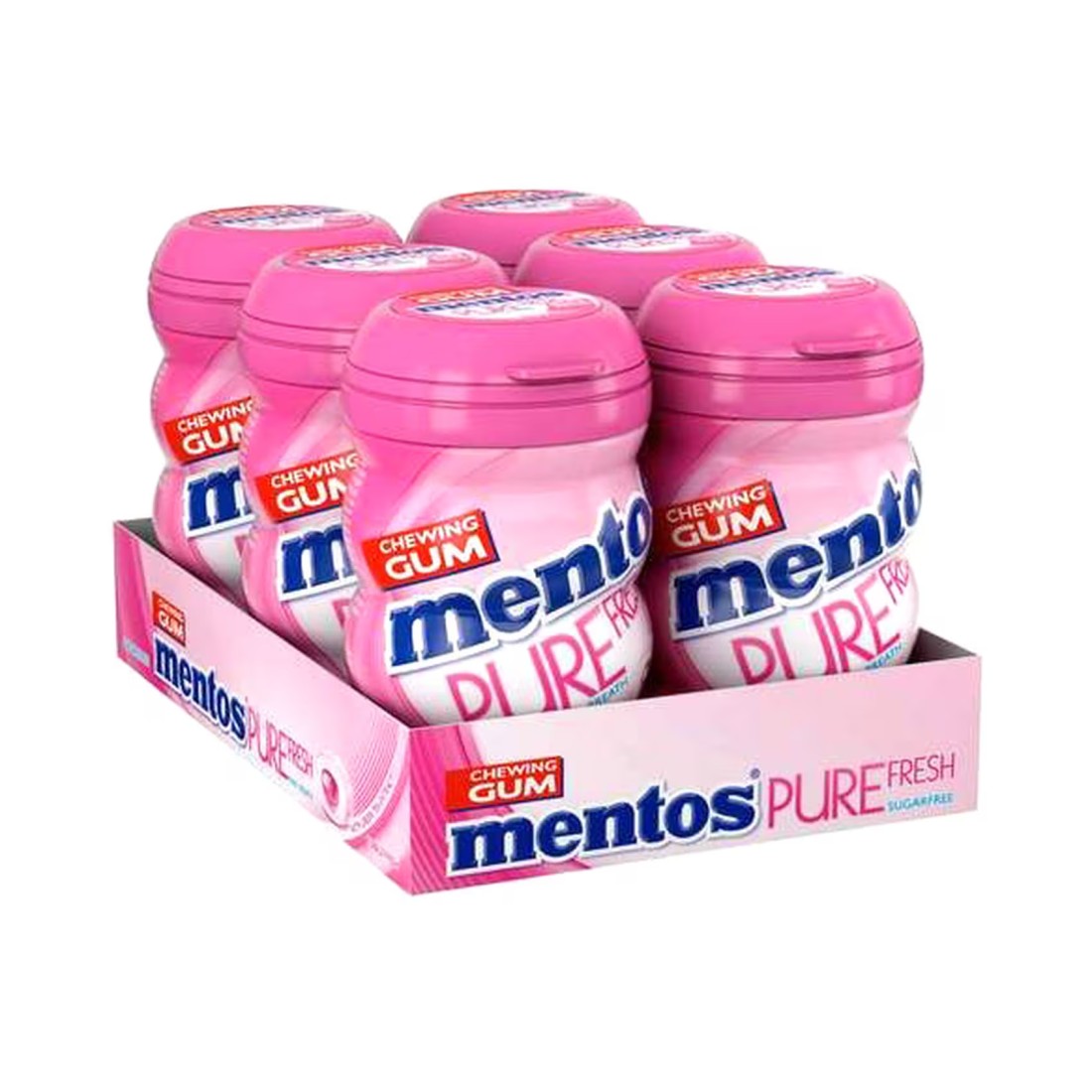 Mentos Pure Fresh Sugar Free Bubble Fresh Flavour Chewing Gum Bottles, 87.5g Pack of 6