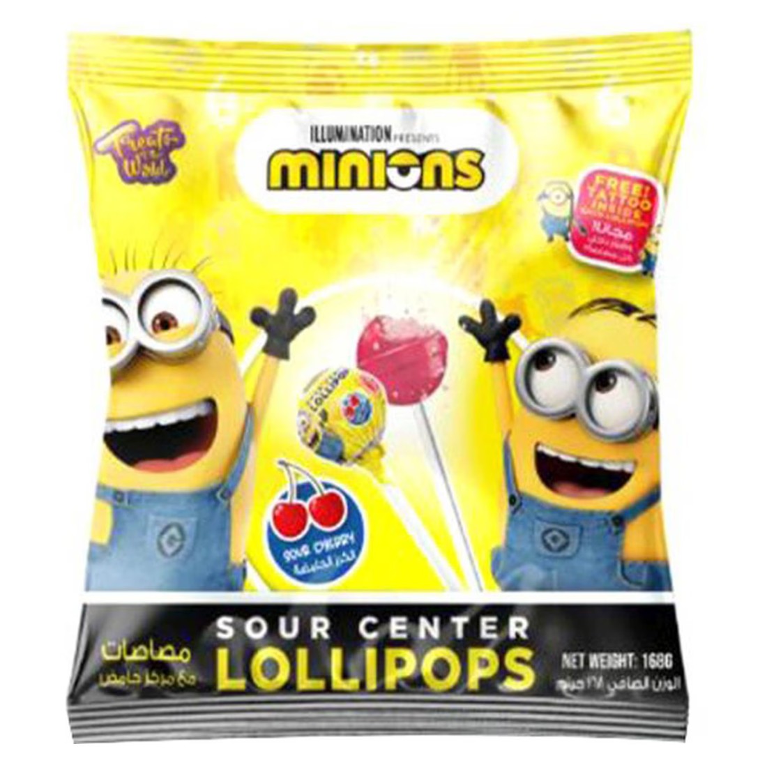 Mioo Minions Sour Center Lollipops Sour Cherry 168g