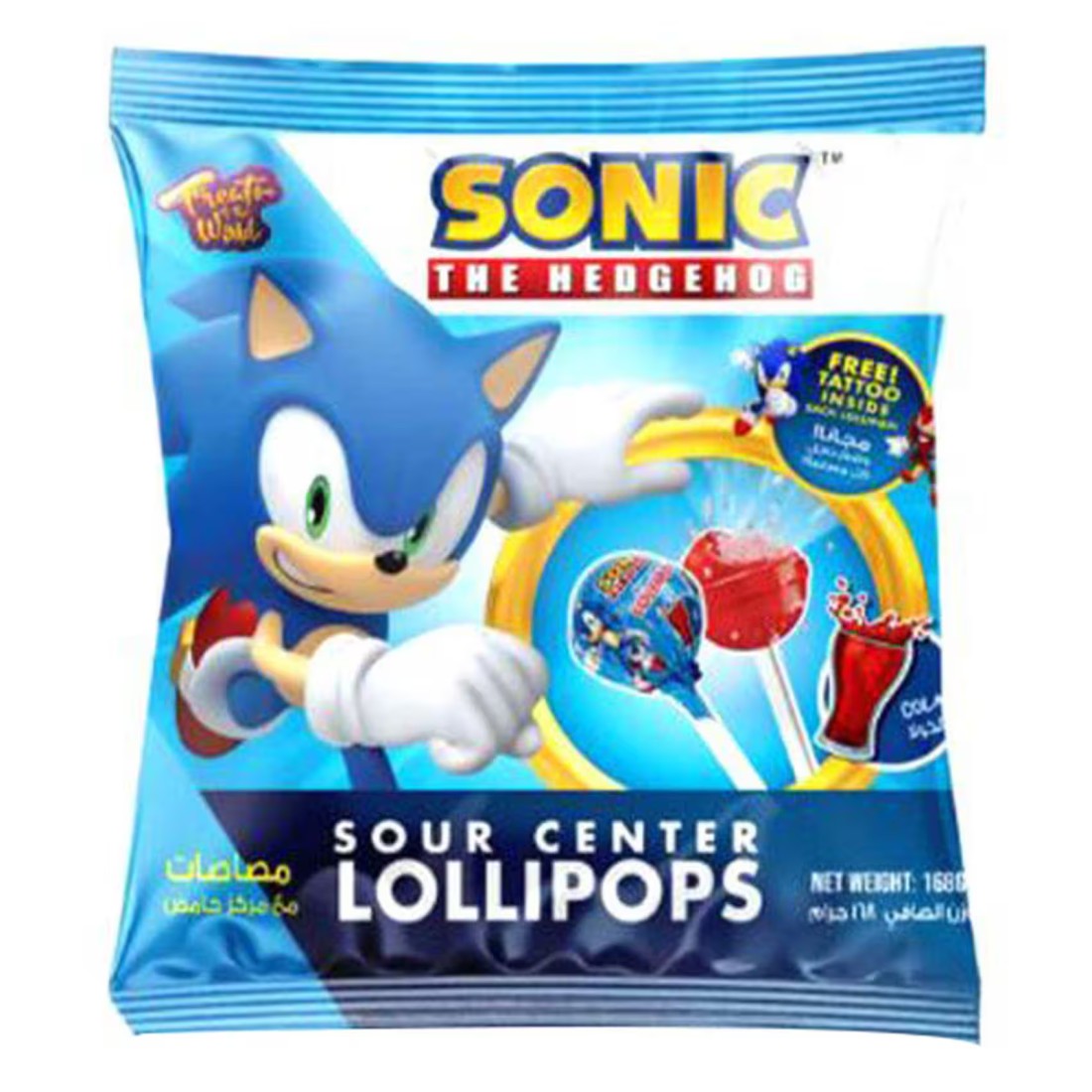 Mioo Sonic The Hedgehog Sour Center Lollipops Cola 168g