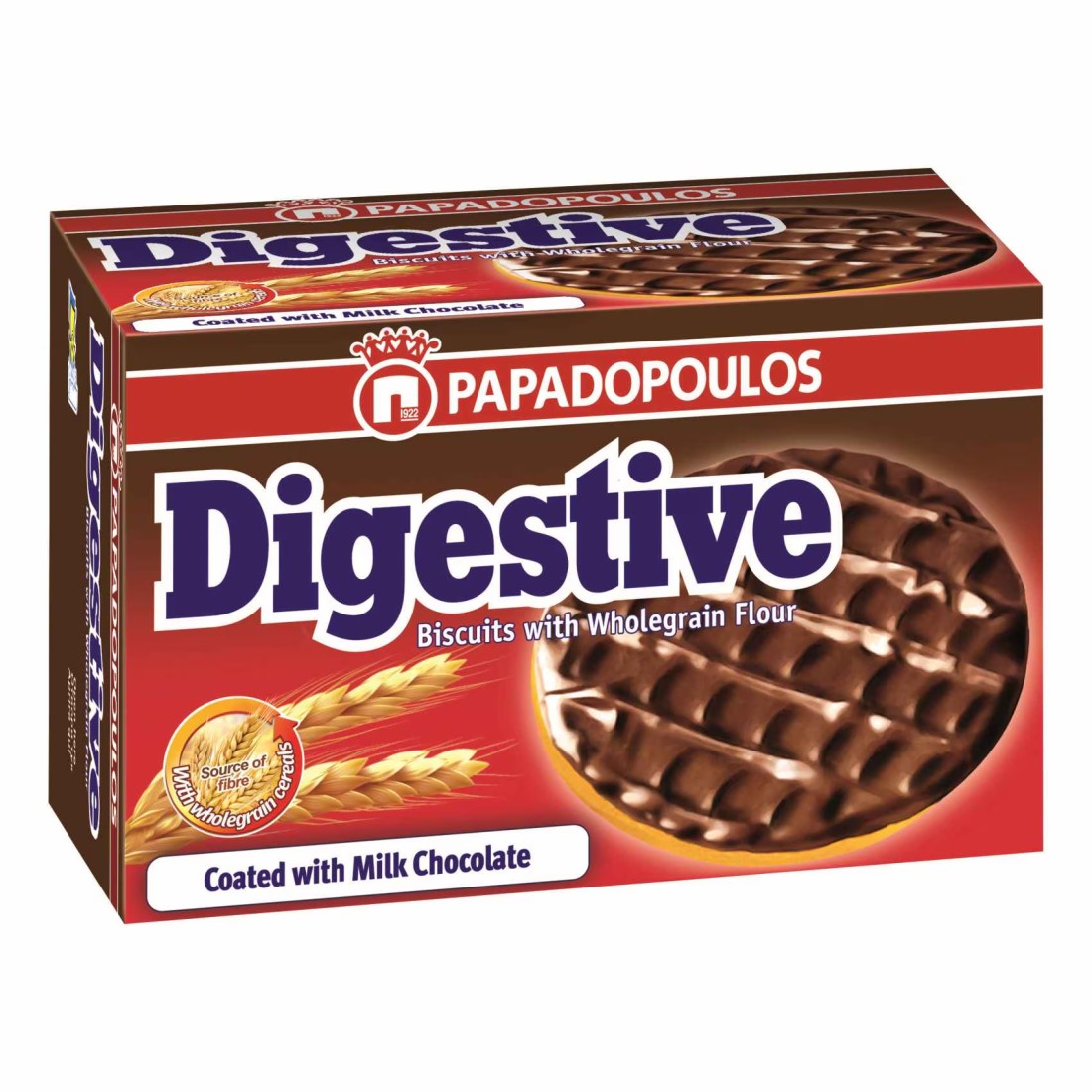 Papadopoulos Digestive Biscuits Coated with Milk Chocolate, 200g