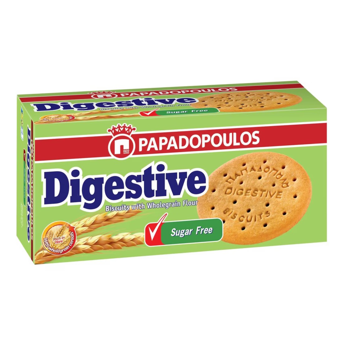 Papadopoulos Digestive Sugar Free Whole Wheat Biscuits, 250g