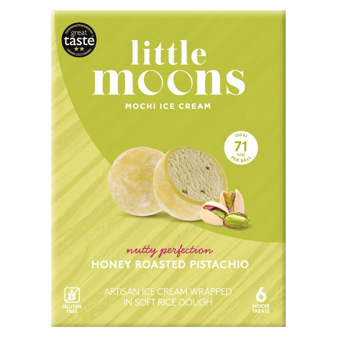 Little Moons Honey Roasted Pistachio Flavoured Mochi Ice Cream, 192g