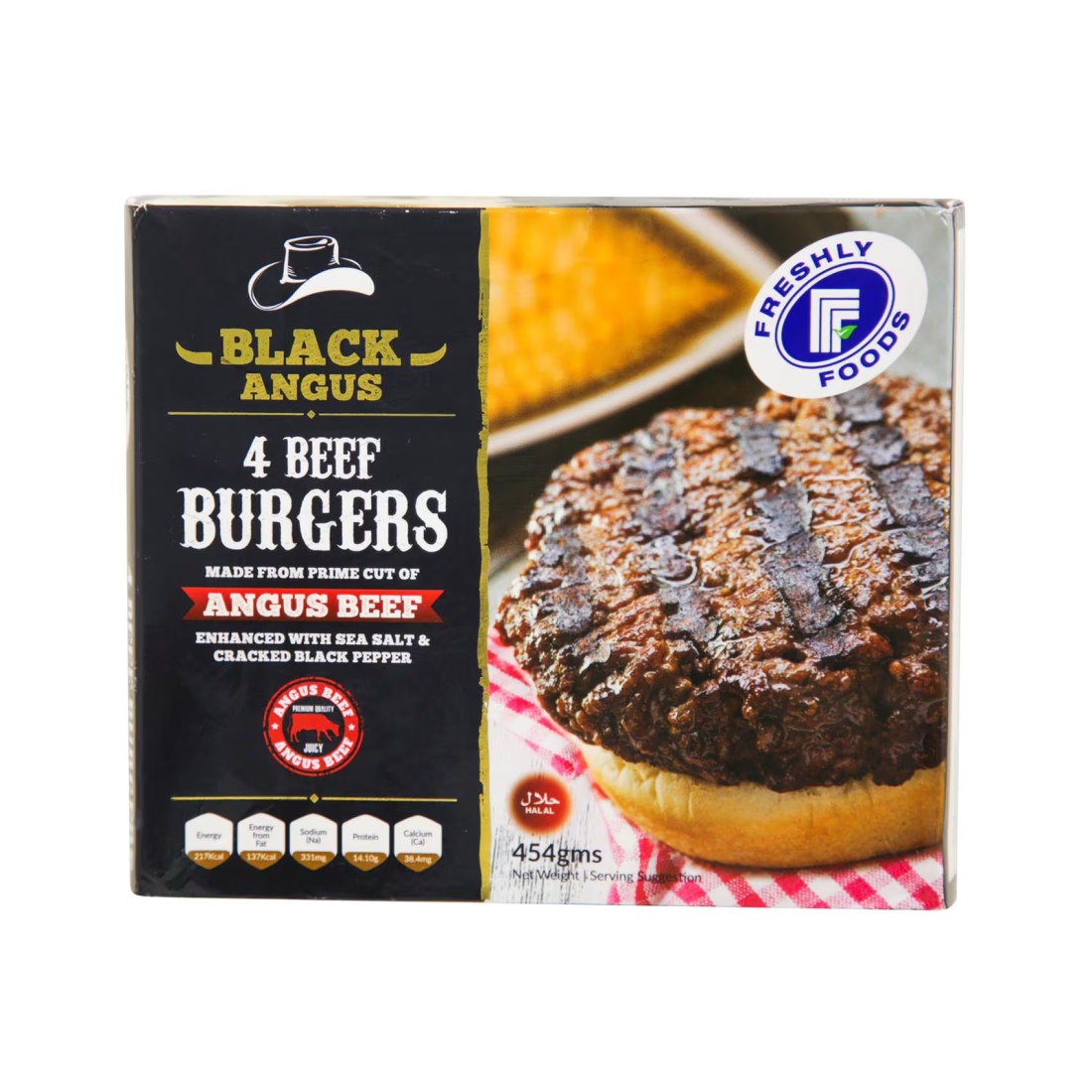 Freshly Foods Black Angus 4 Beef Burgers 454g